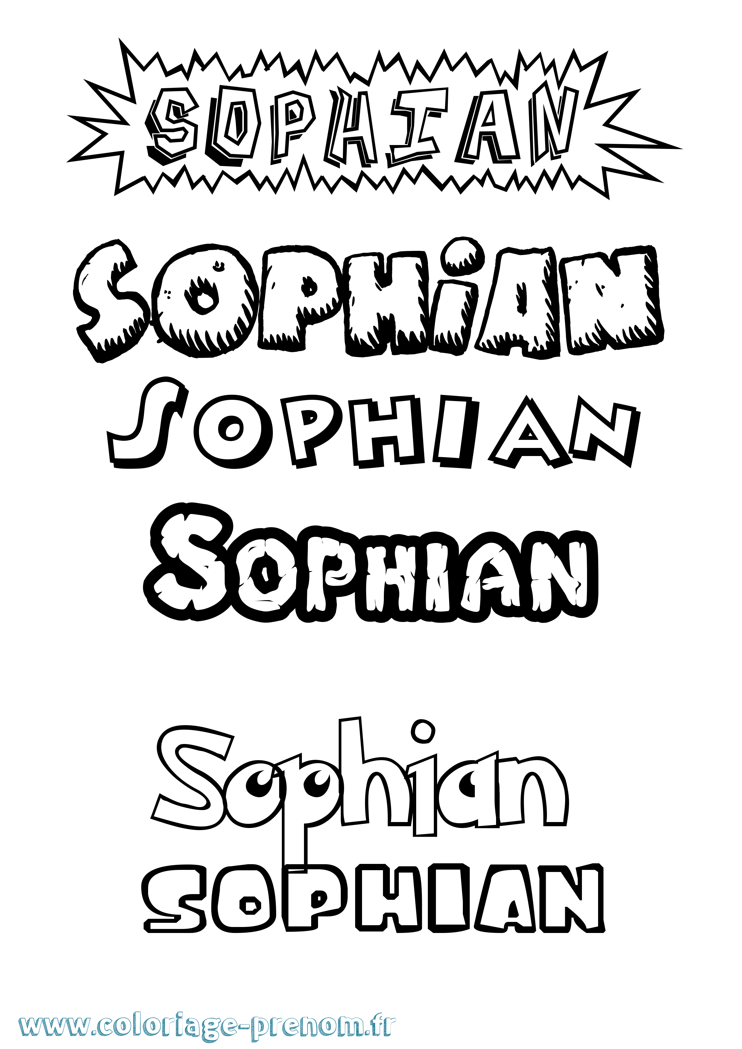 Coloriage prénom Sophian Dessin Animé