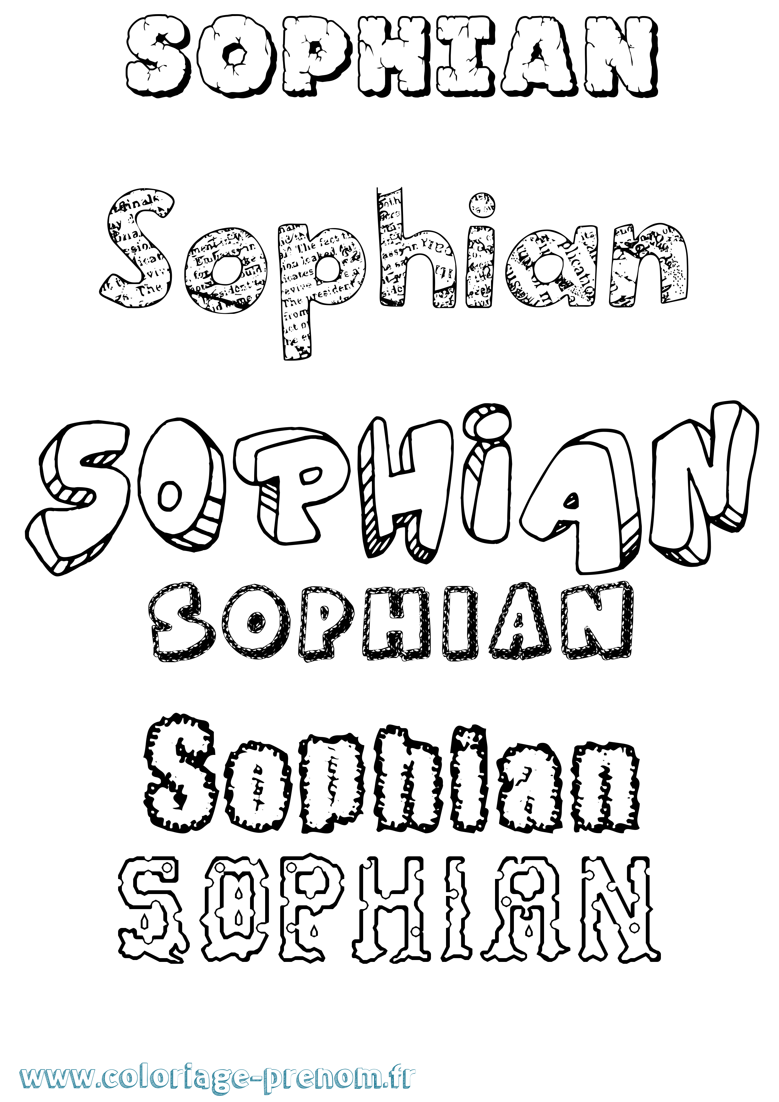 Coloriage prénom Sophian Destructuré