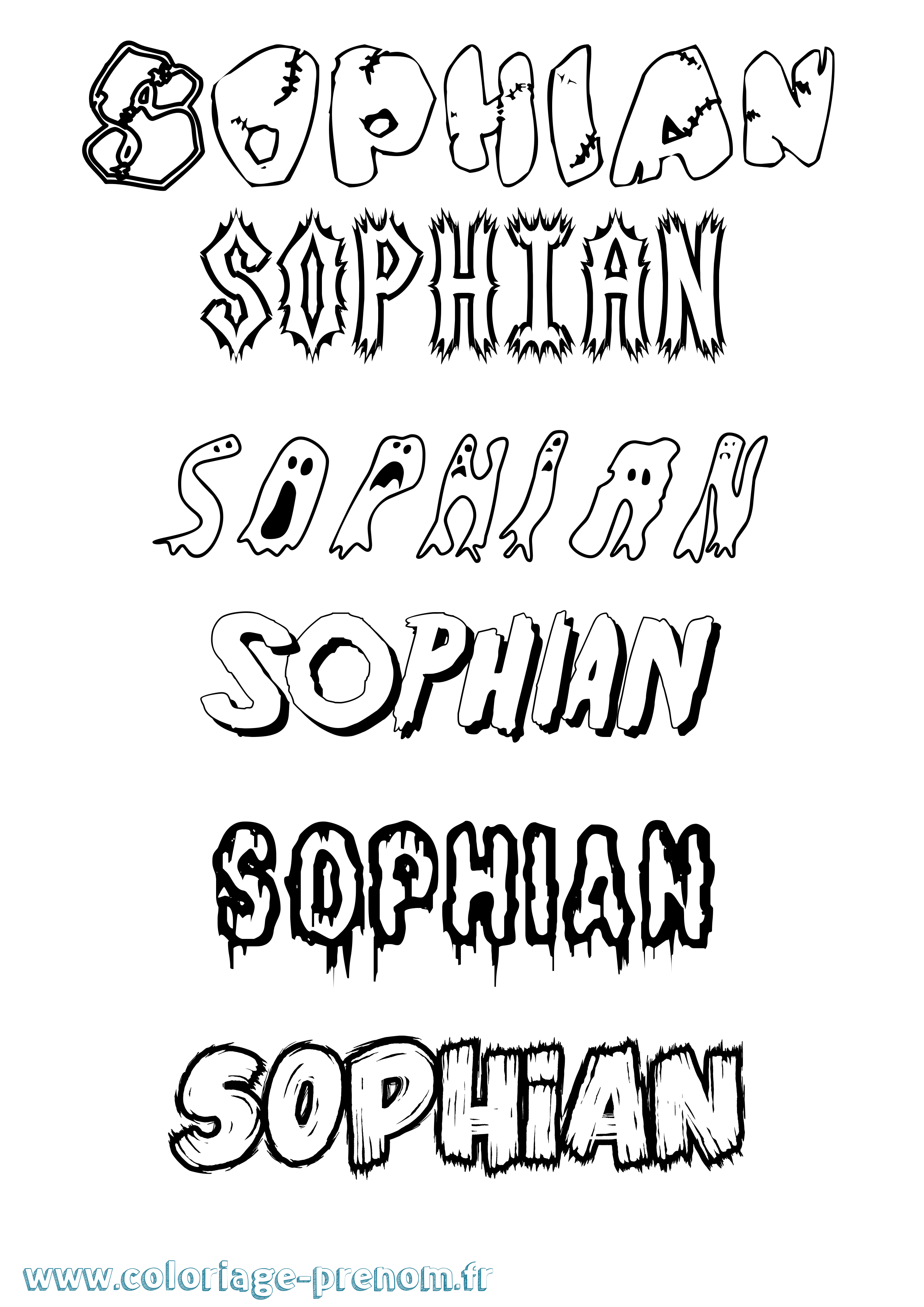 Coloriage prénom Sophian Frisson