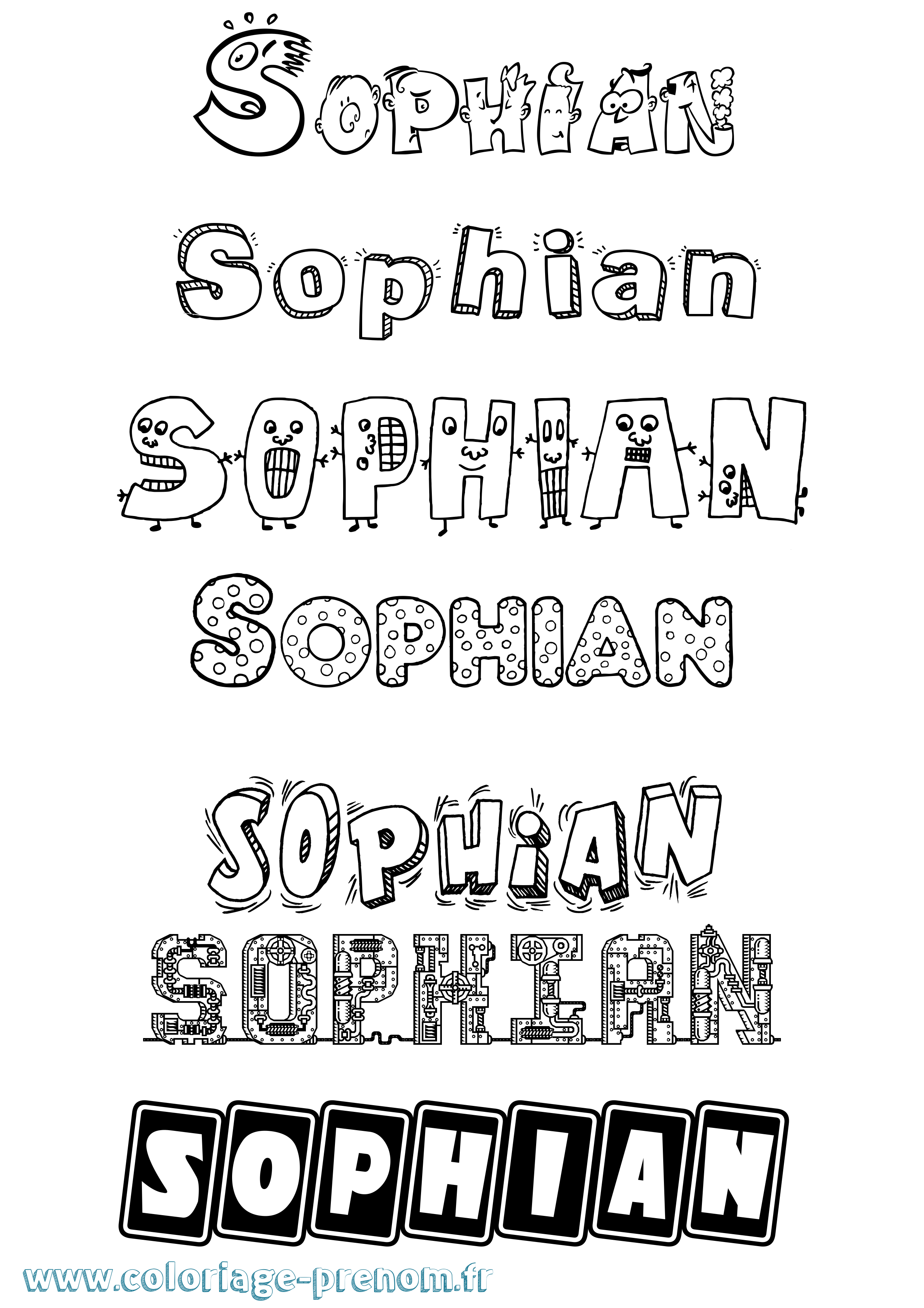 Coloriage prénom Sophian Fun
