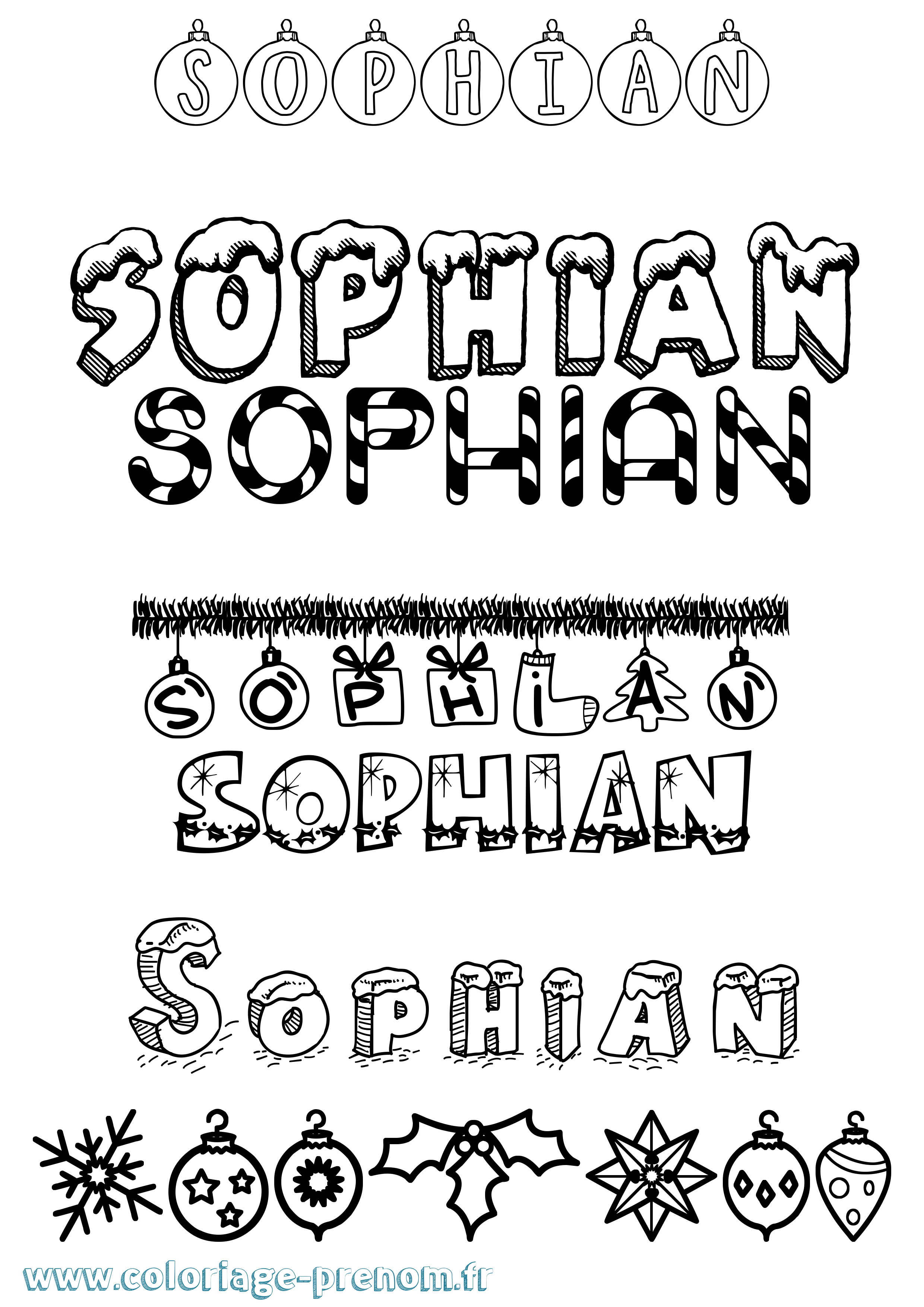 Coloriage prénom Sophian Noël