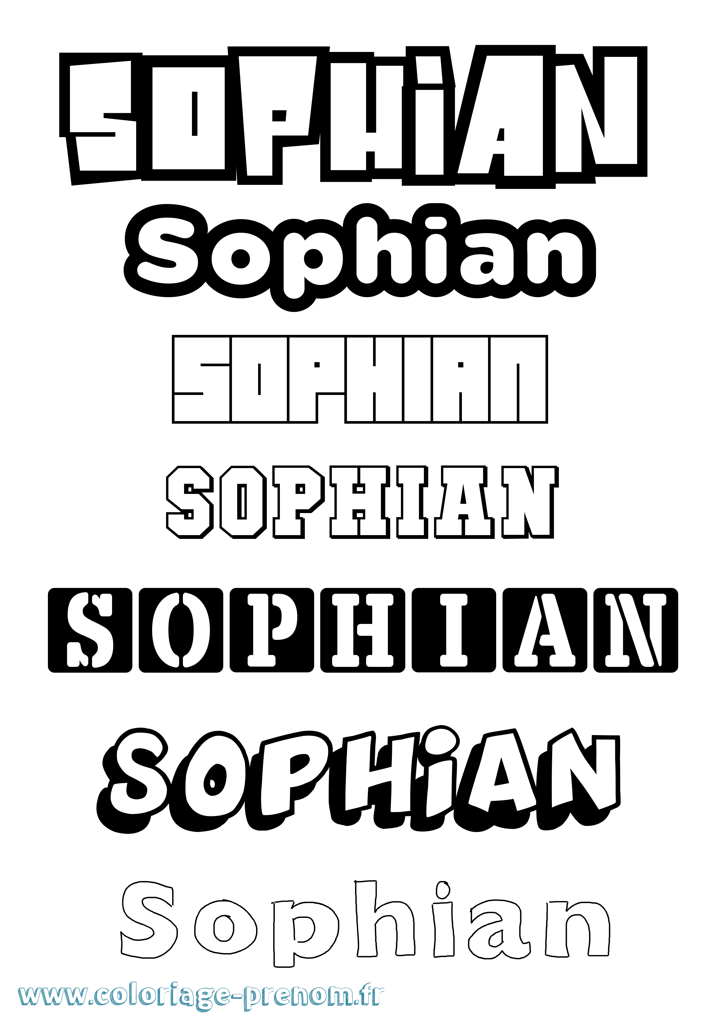 Coloriage prénom Sophian Simple
