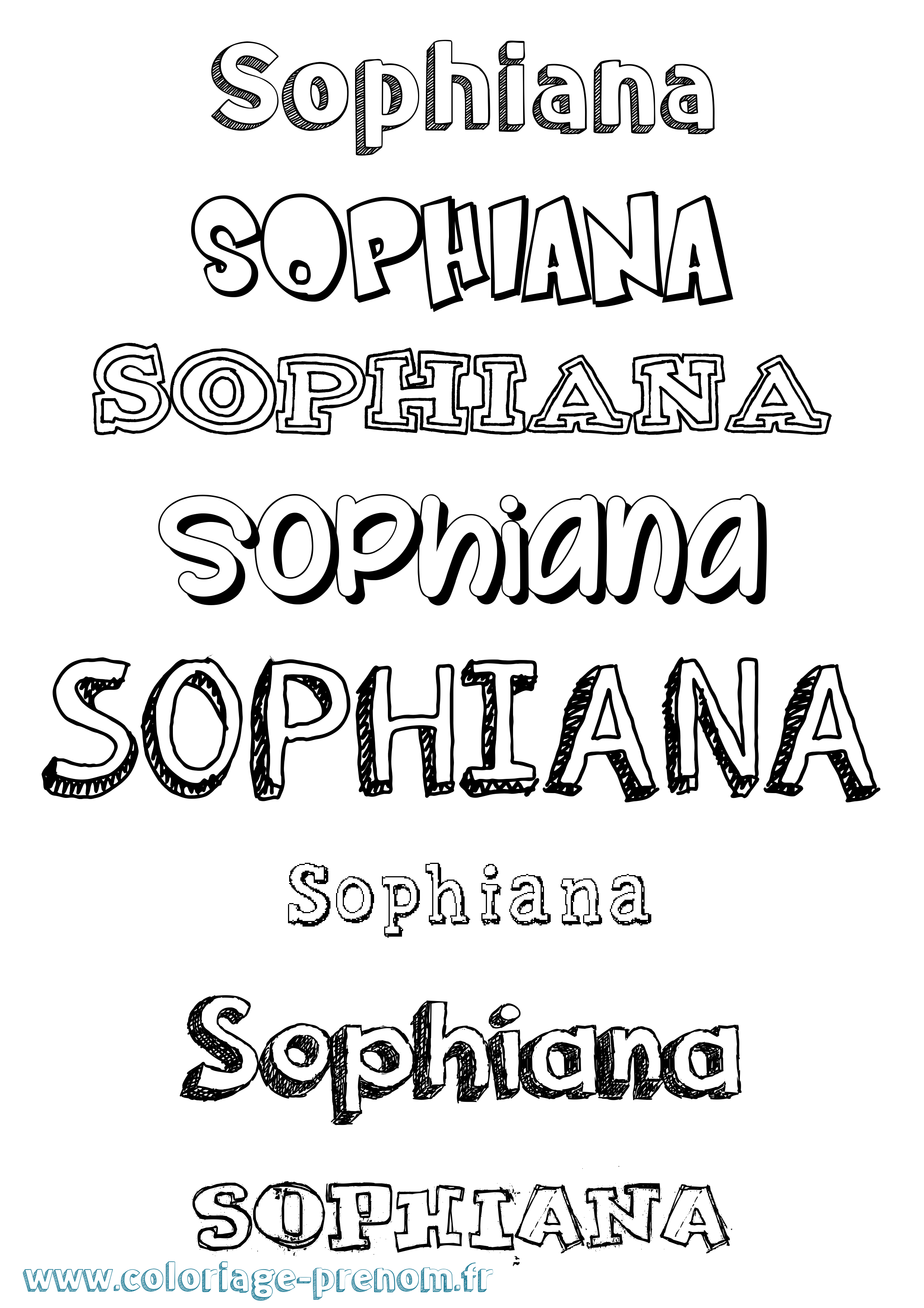 Coloriage prénom Sophiana Dessiné