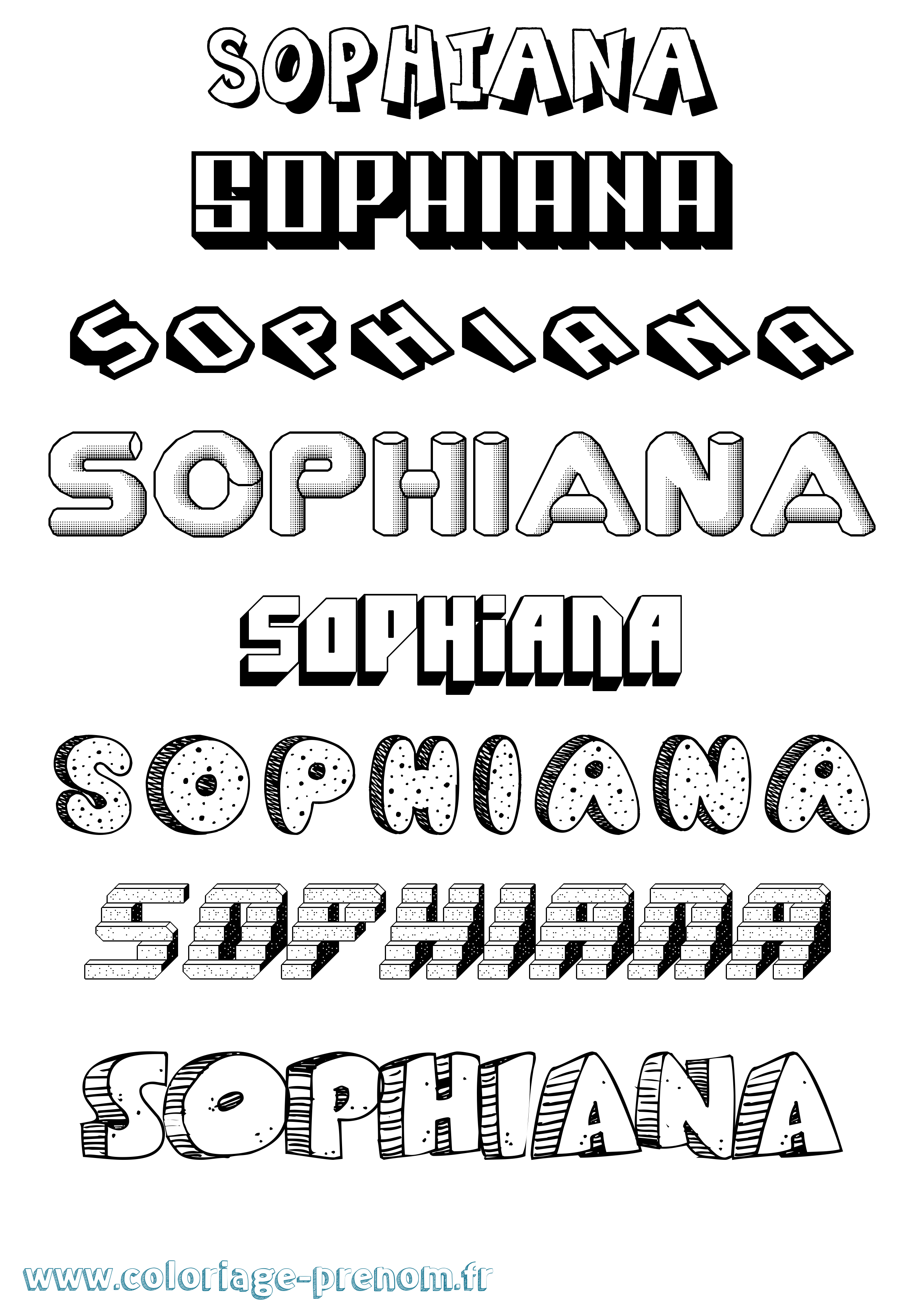 Coloriage prénom Sophiana Effet 3D
