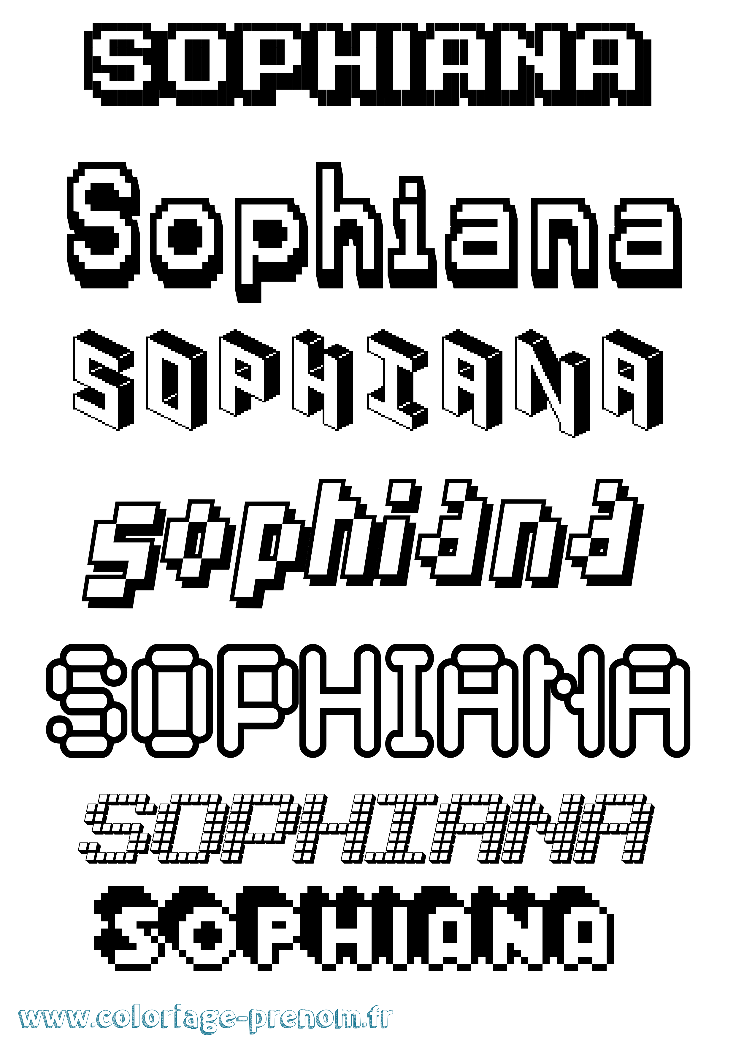 Coloriage prénom Sophiana Pixel
