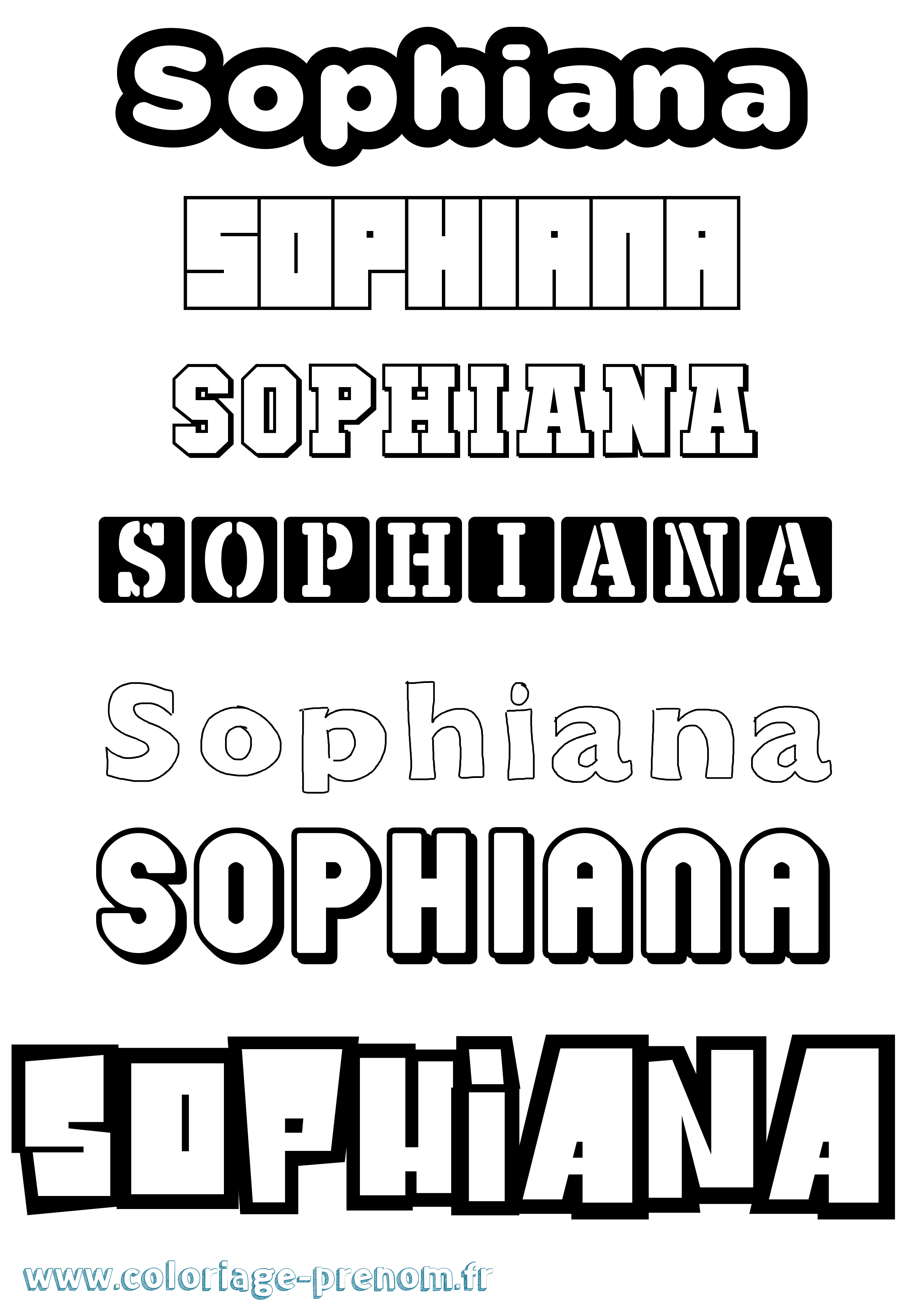 Coloriage prénom Sophiana Simple