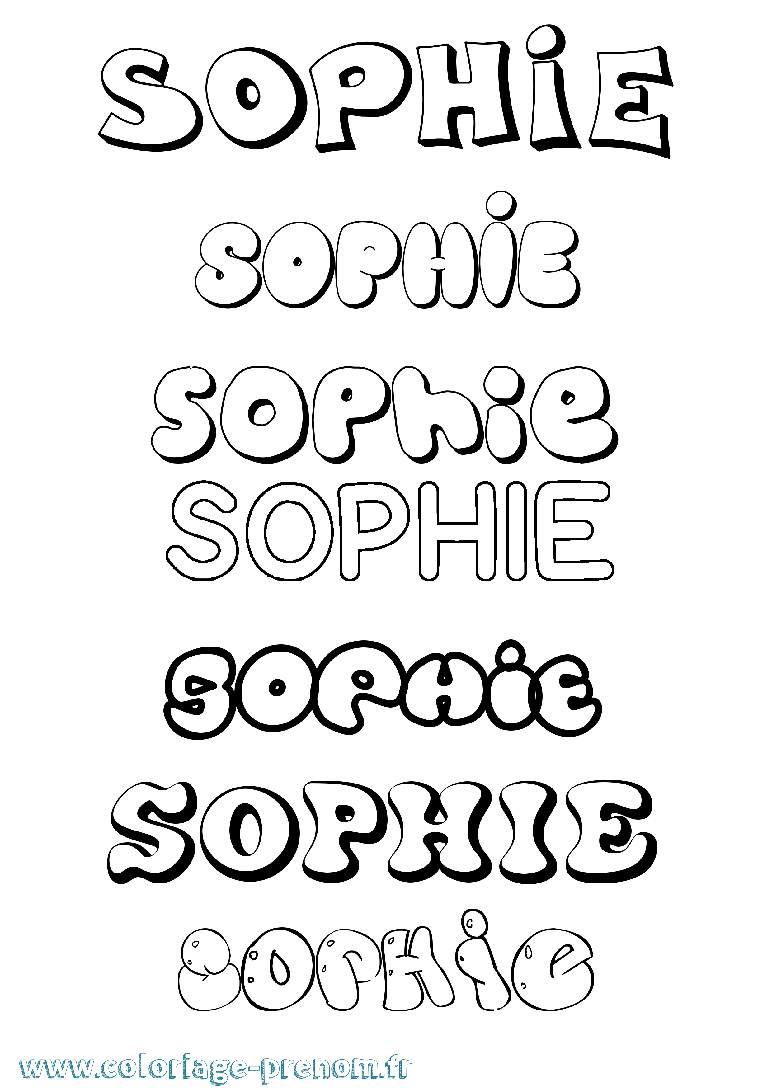 Coloriage prénom Sophie Bubble