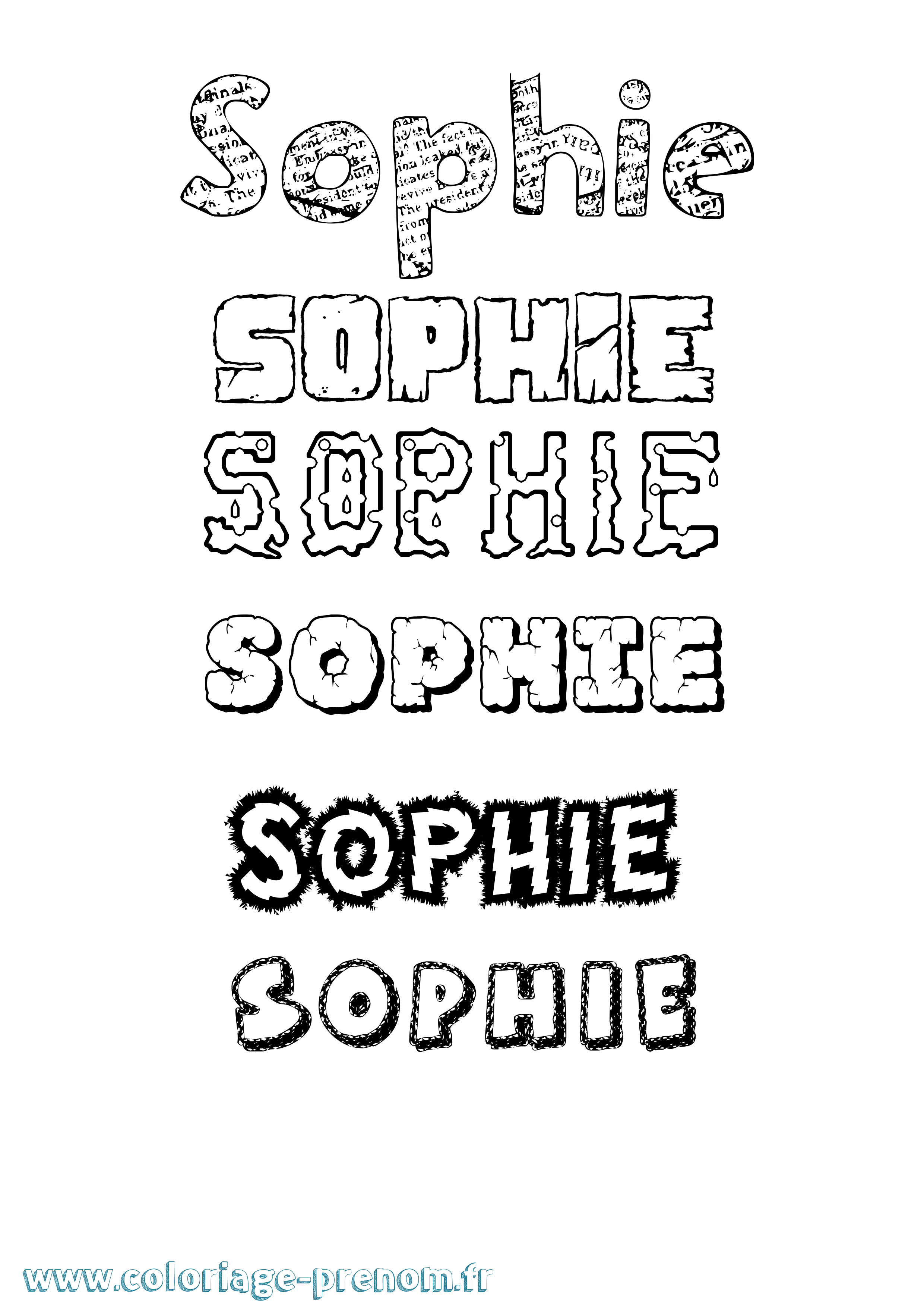 Coloriage prénom Sophie Destructuré