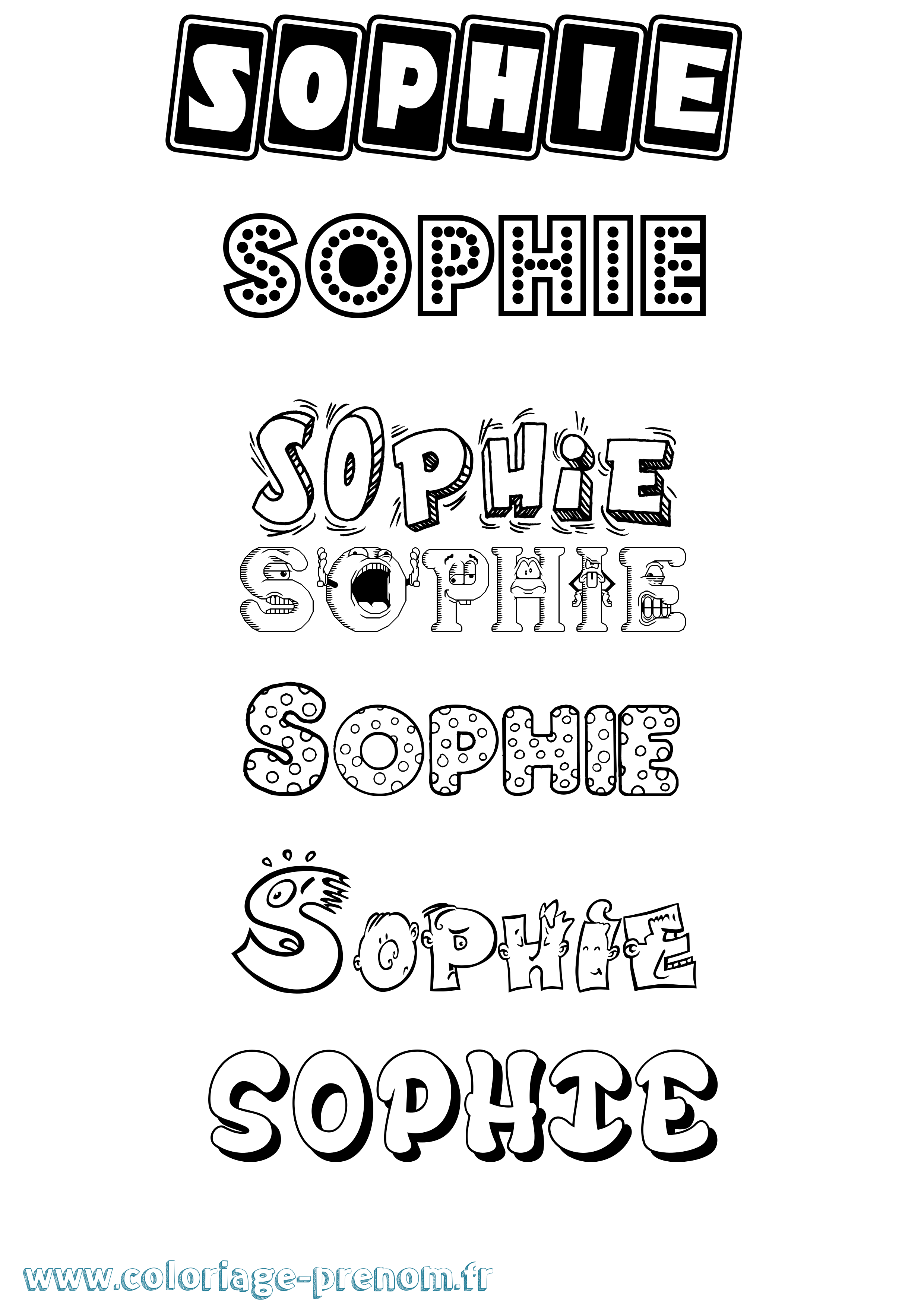 Coloriage prénom Sophie Fun