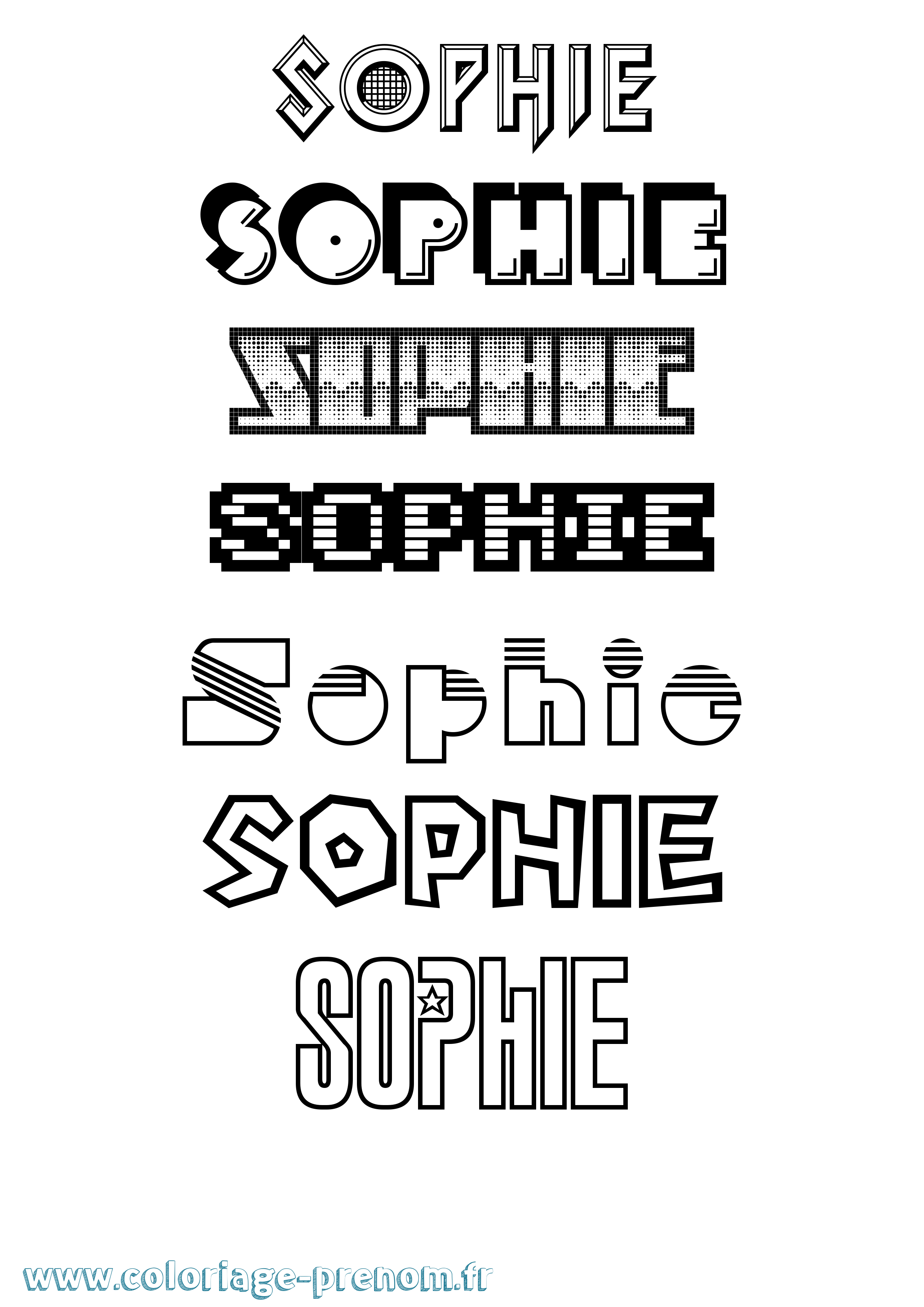 Coloriage prénom Sophie Jeux Vidéos