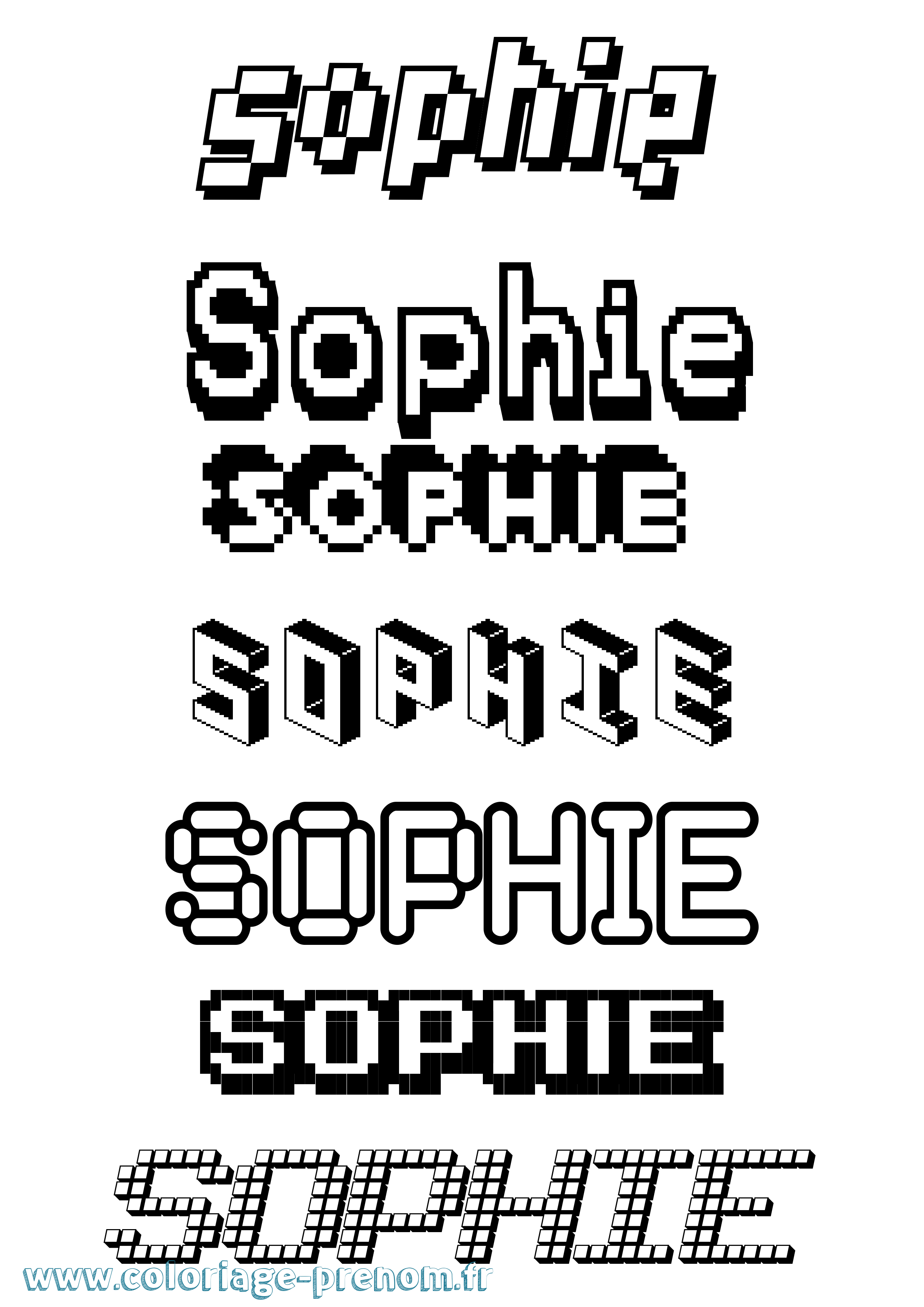 Coloriage prénom Sophie Pixel