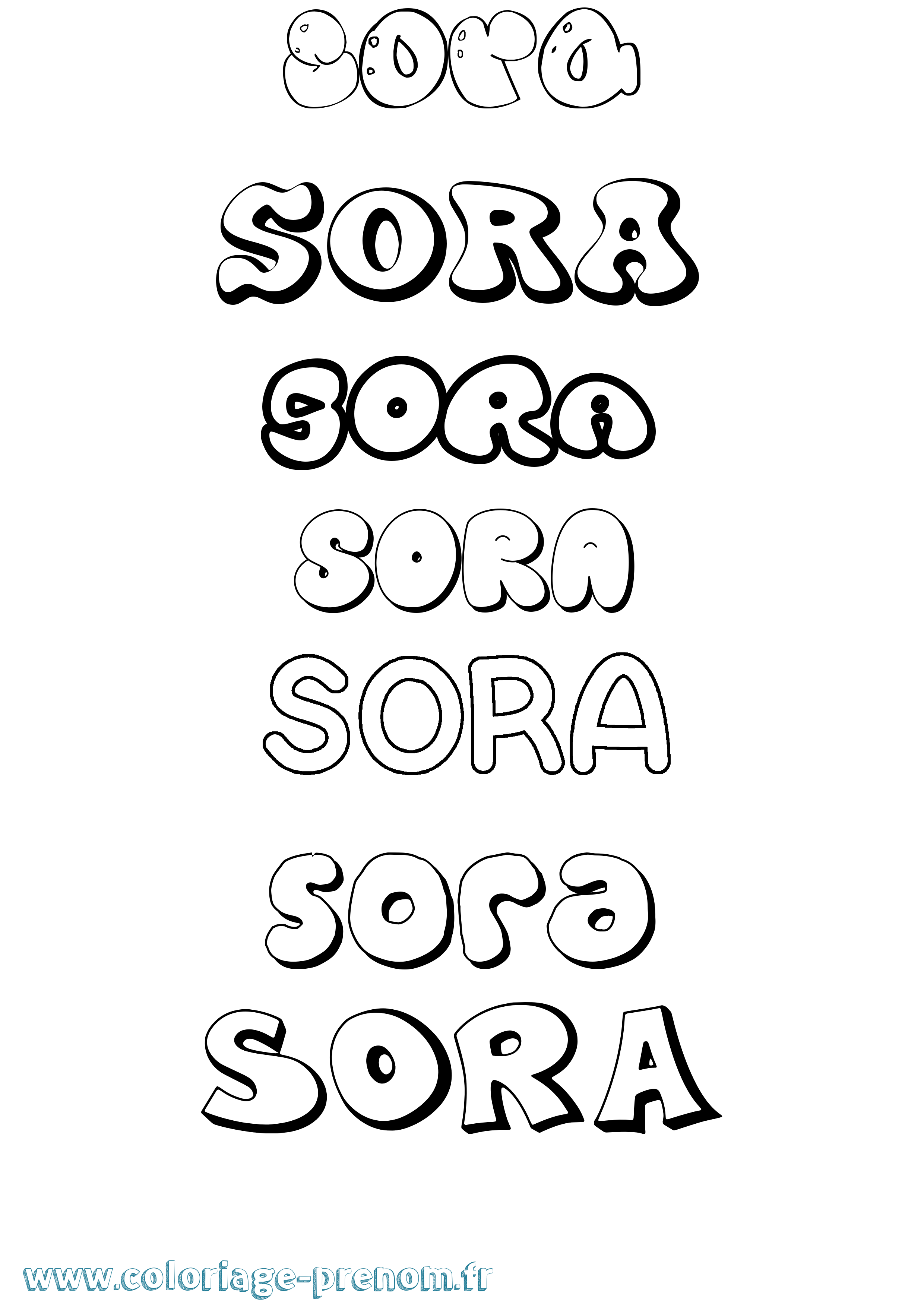 Coloriage Sora Bubble Coloriage prénom Sora Bubble