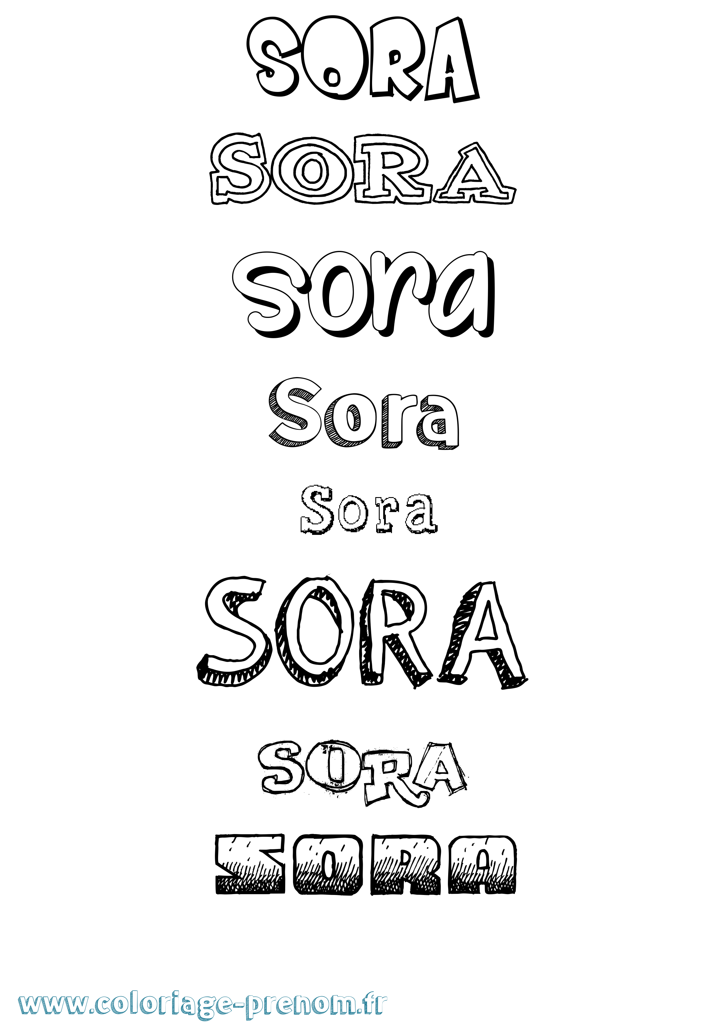 Coloriage Sora Dessiné Coloriage prénom Sora Dessiné