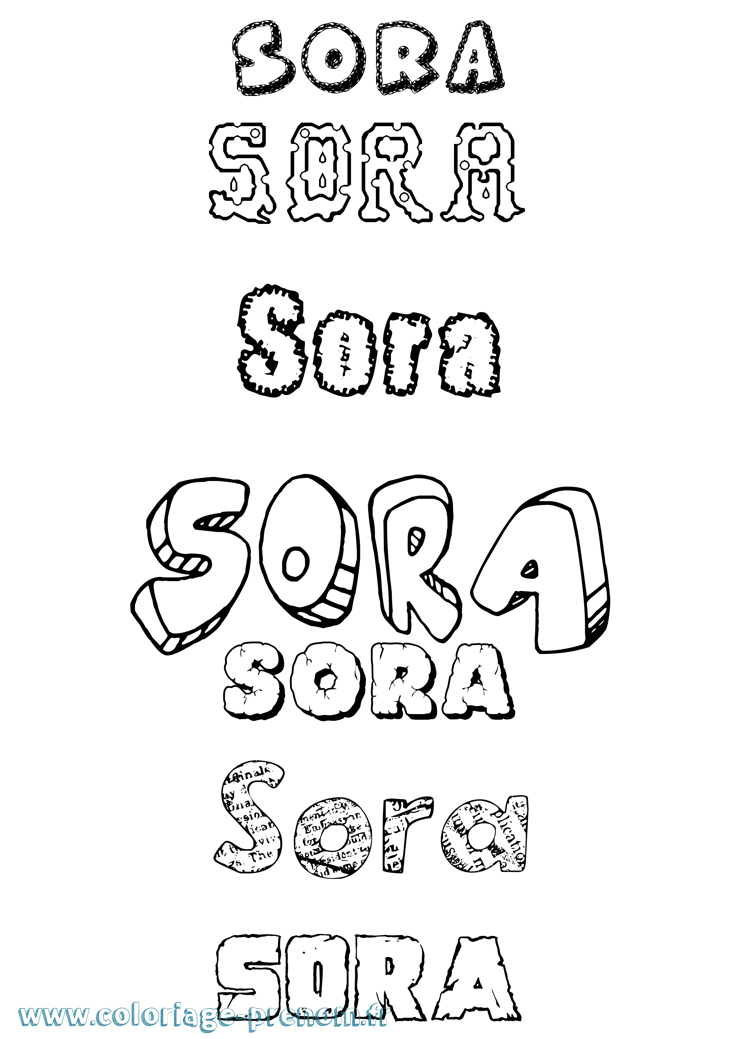 Coloriage Sora Destructuré Coloriage prénom Sora Destructuré