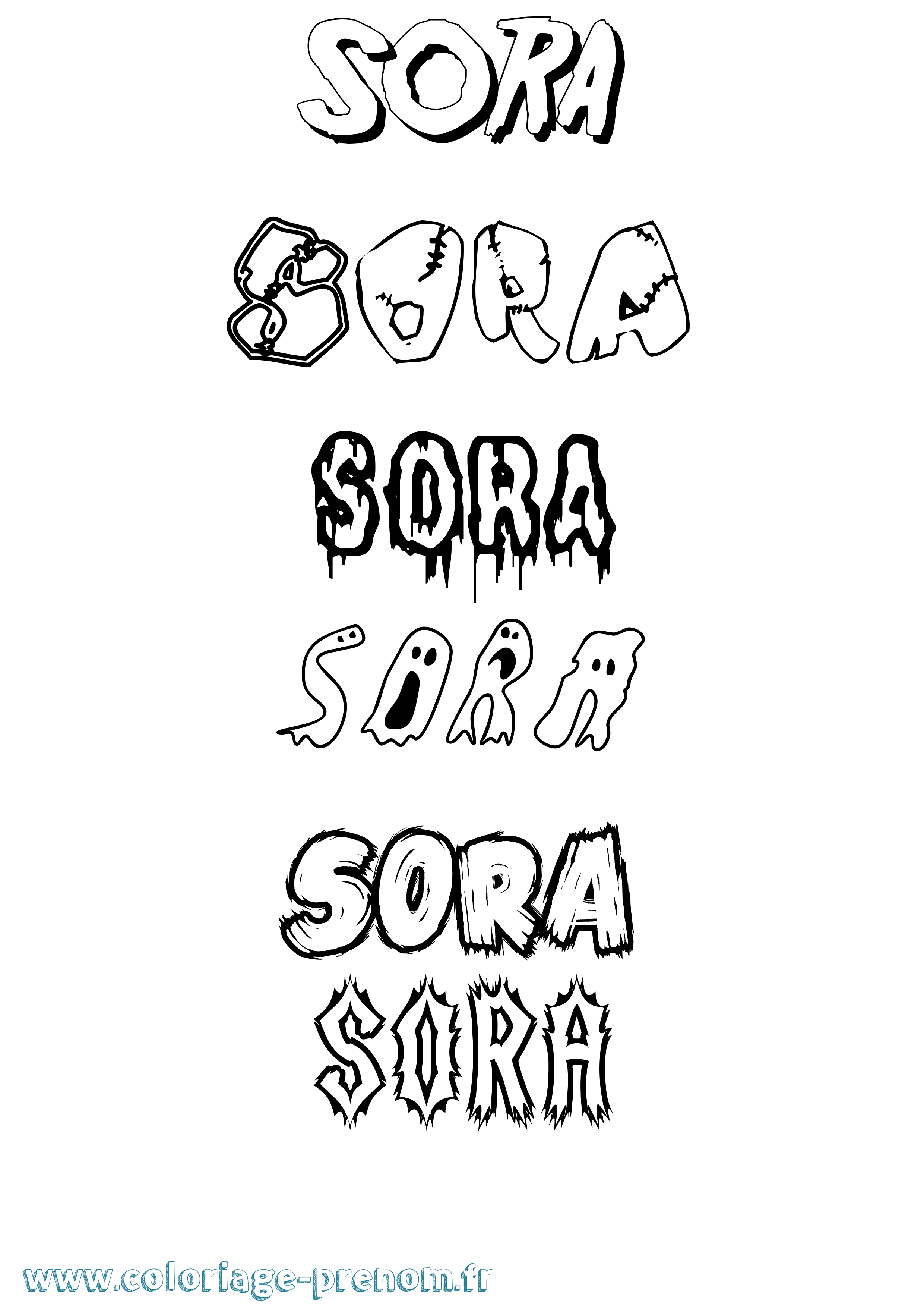 Coloriage Sora Frisson Coloriage prénom Sora Frisson