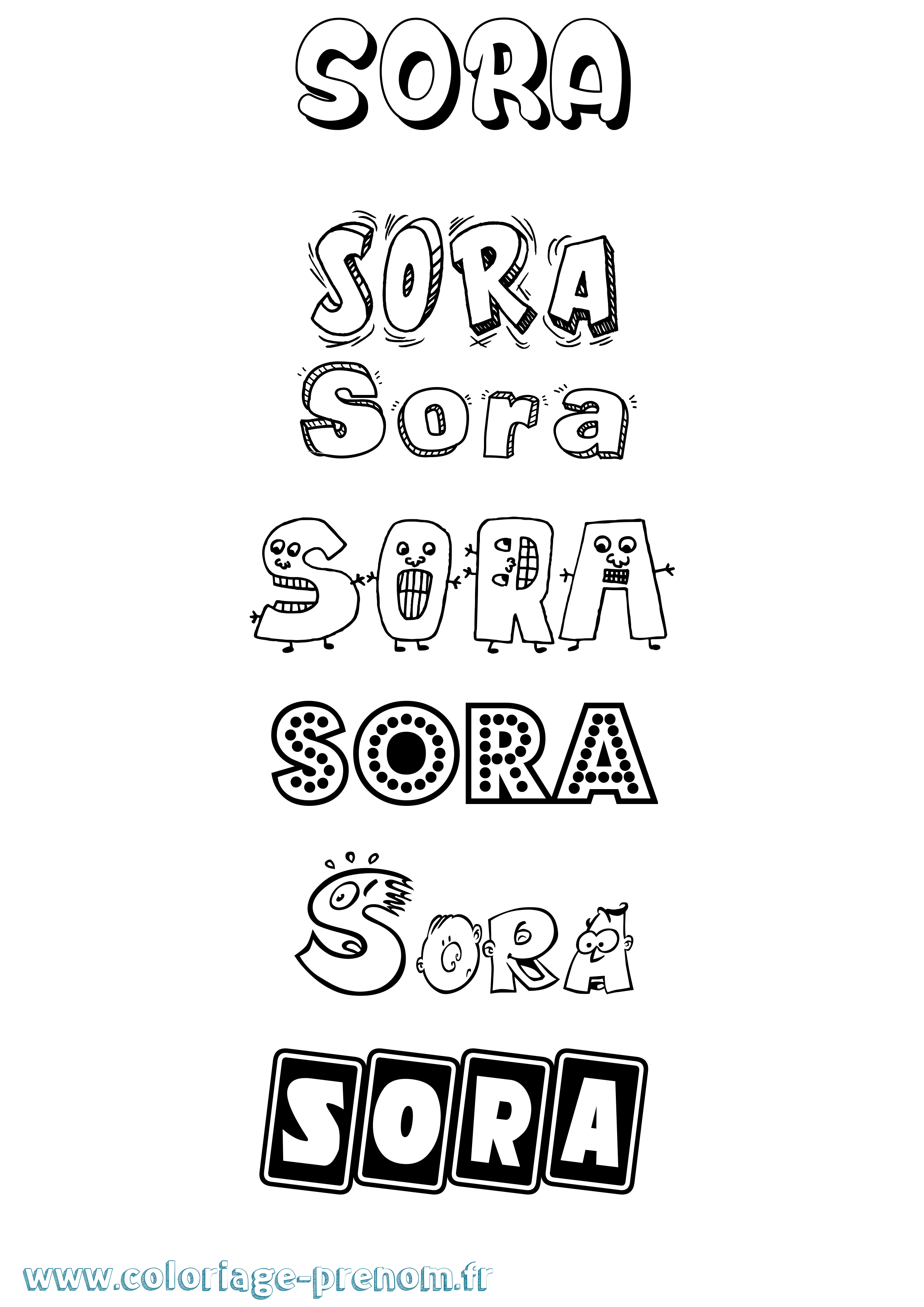 Coloriage Sora Fun Coloriage prénom Sora Fun