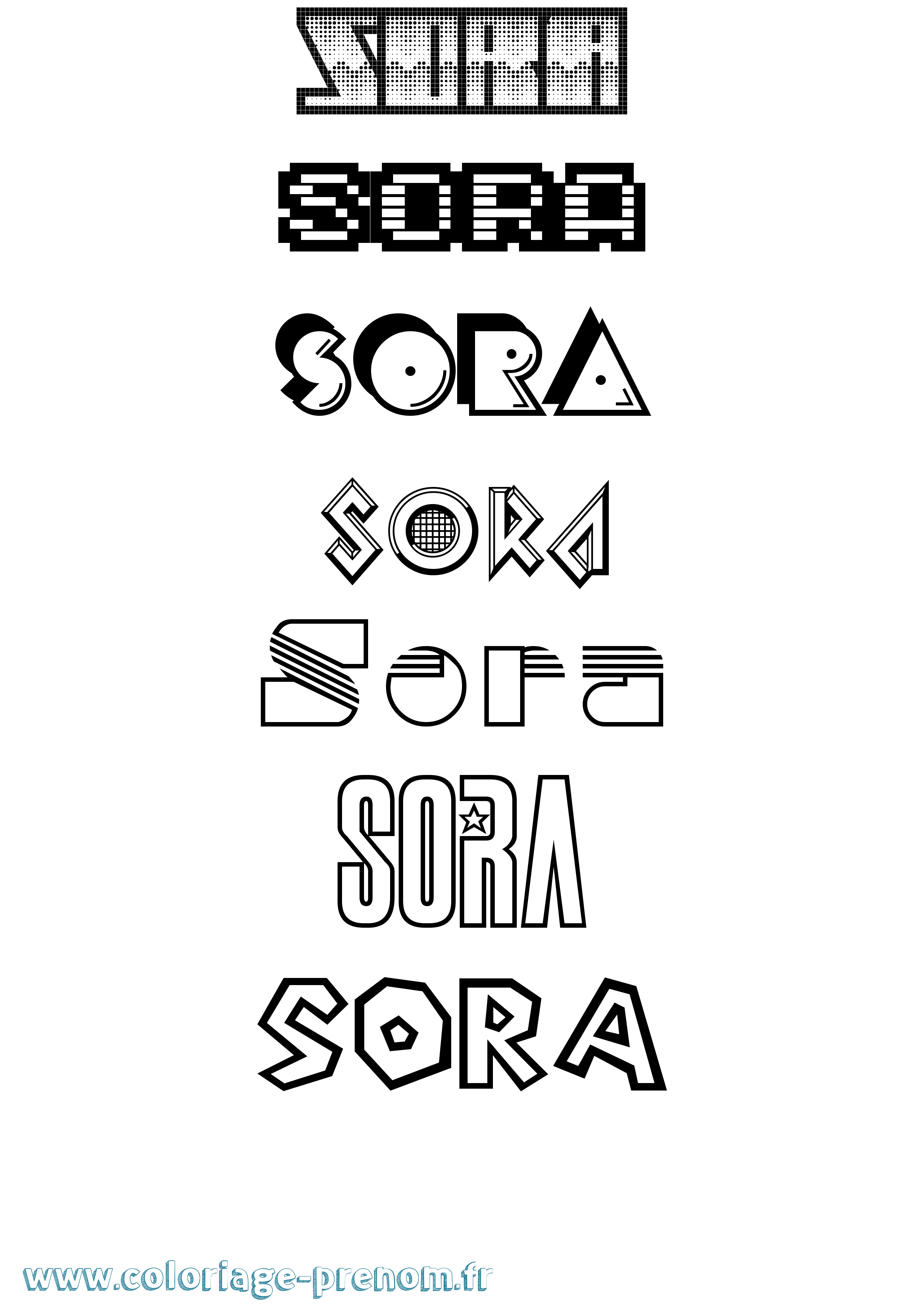 Coloriage Sora Jeux Vidéos Coloriage prénom Sora Jeux Vidéos