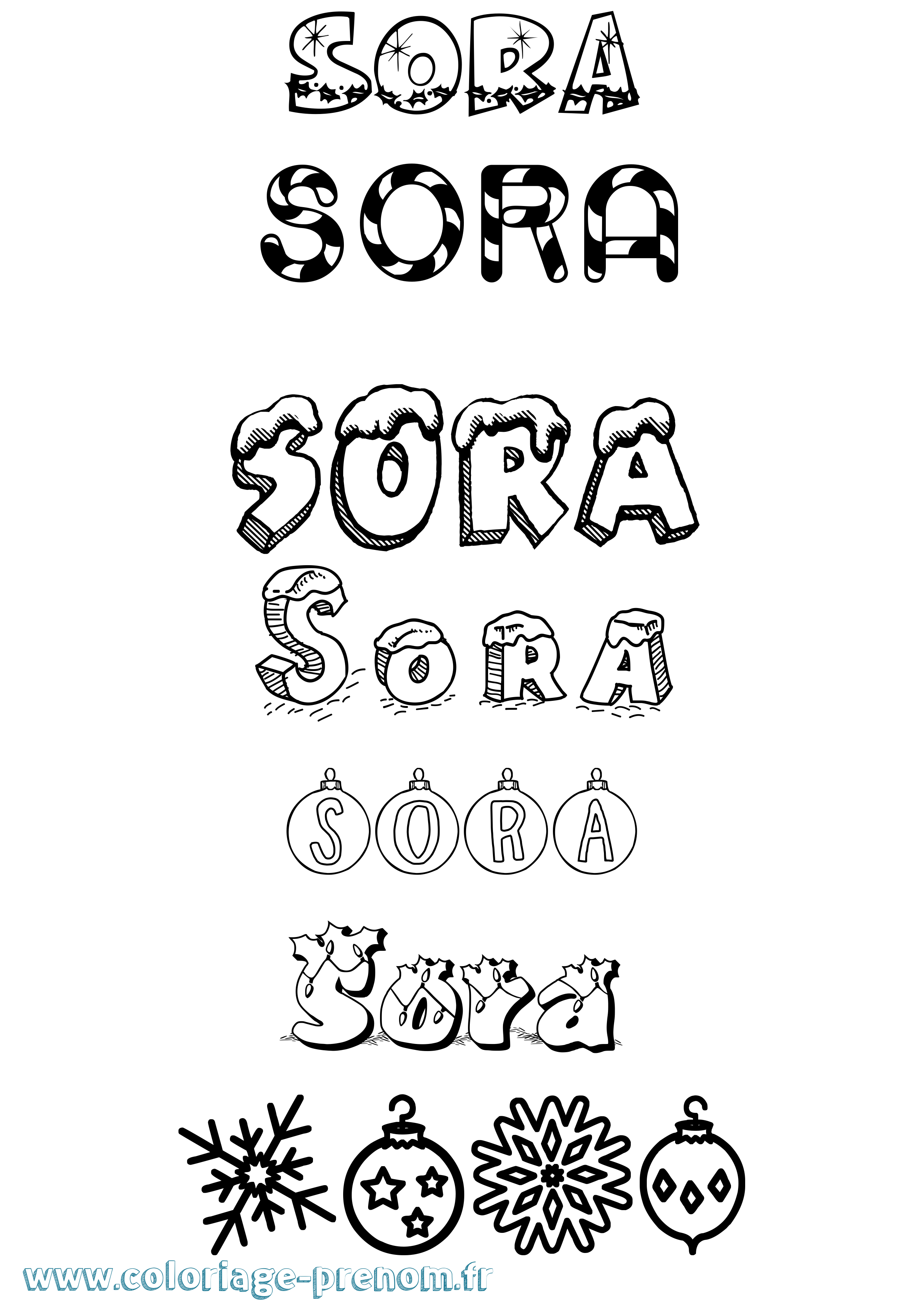 Coloriage Sora Noël Coloriage prénom Sora Noël