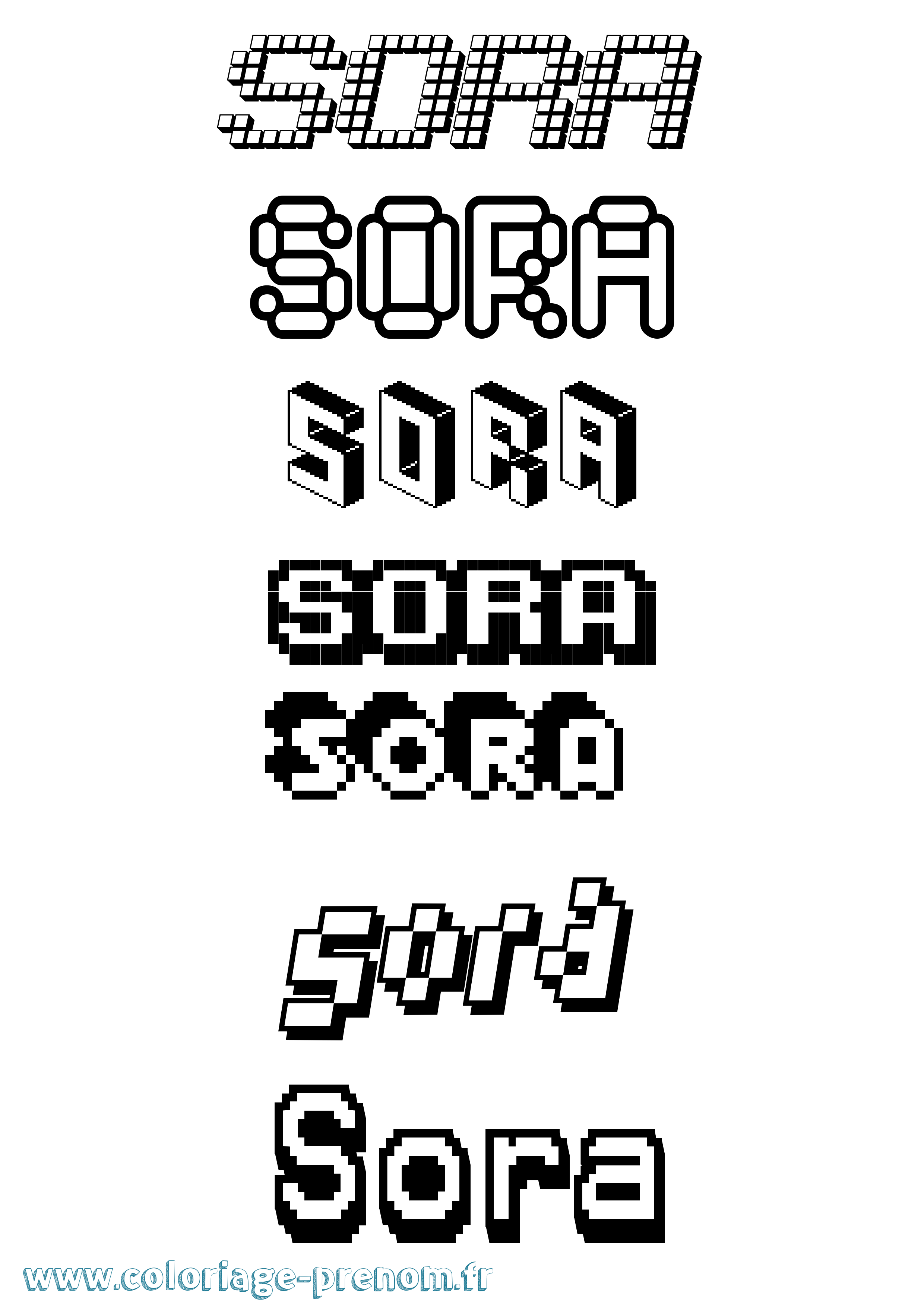 Coloriage Sora Pixel Coloriage prénom Sora Pixel