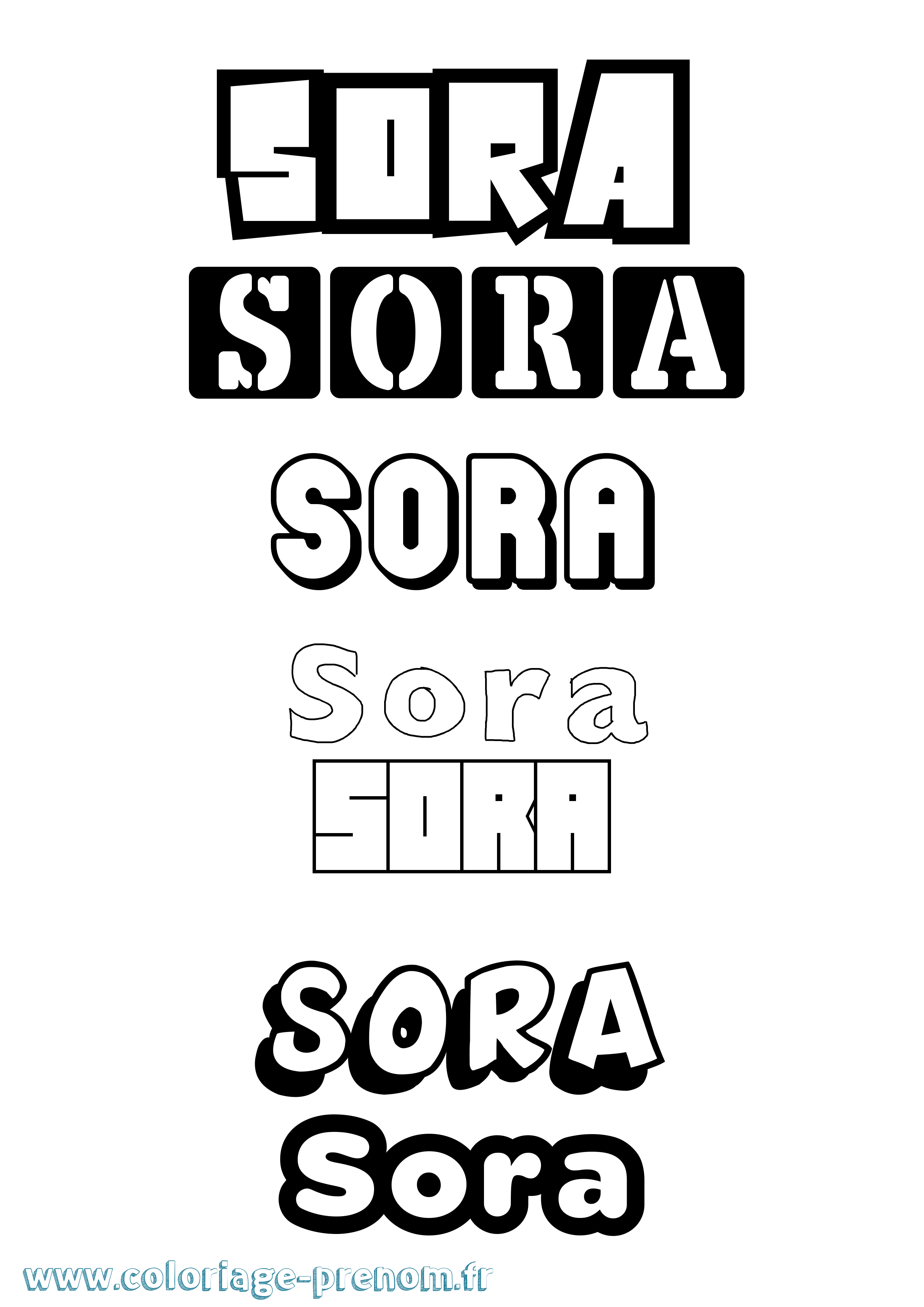 Coloriage Sora Simple Coloriage prénom Sora Simple