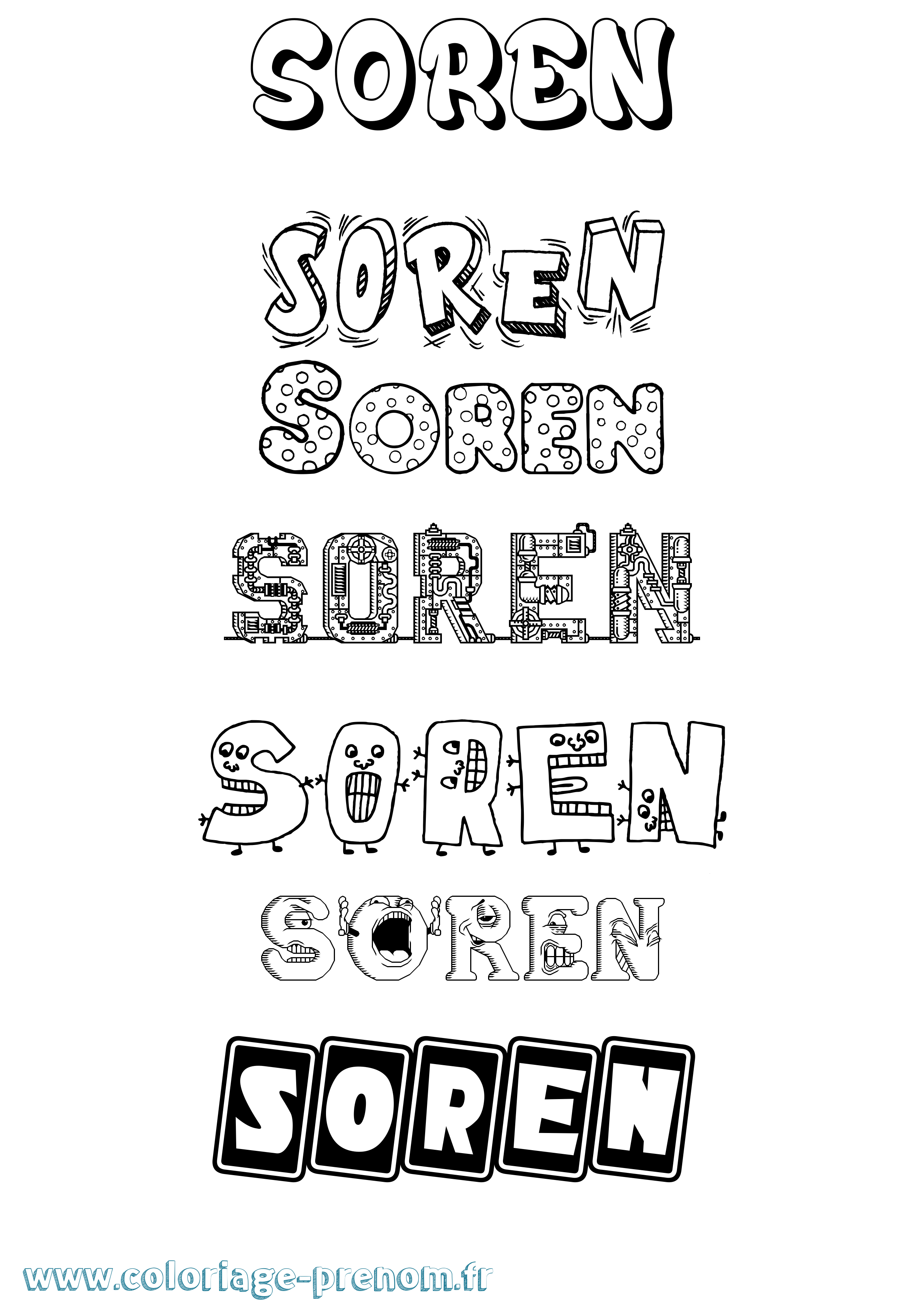 Coloriage prénom Soren Fun