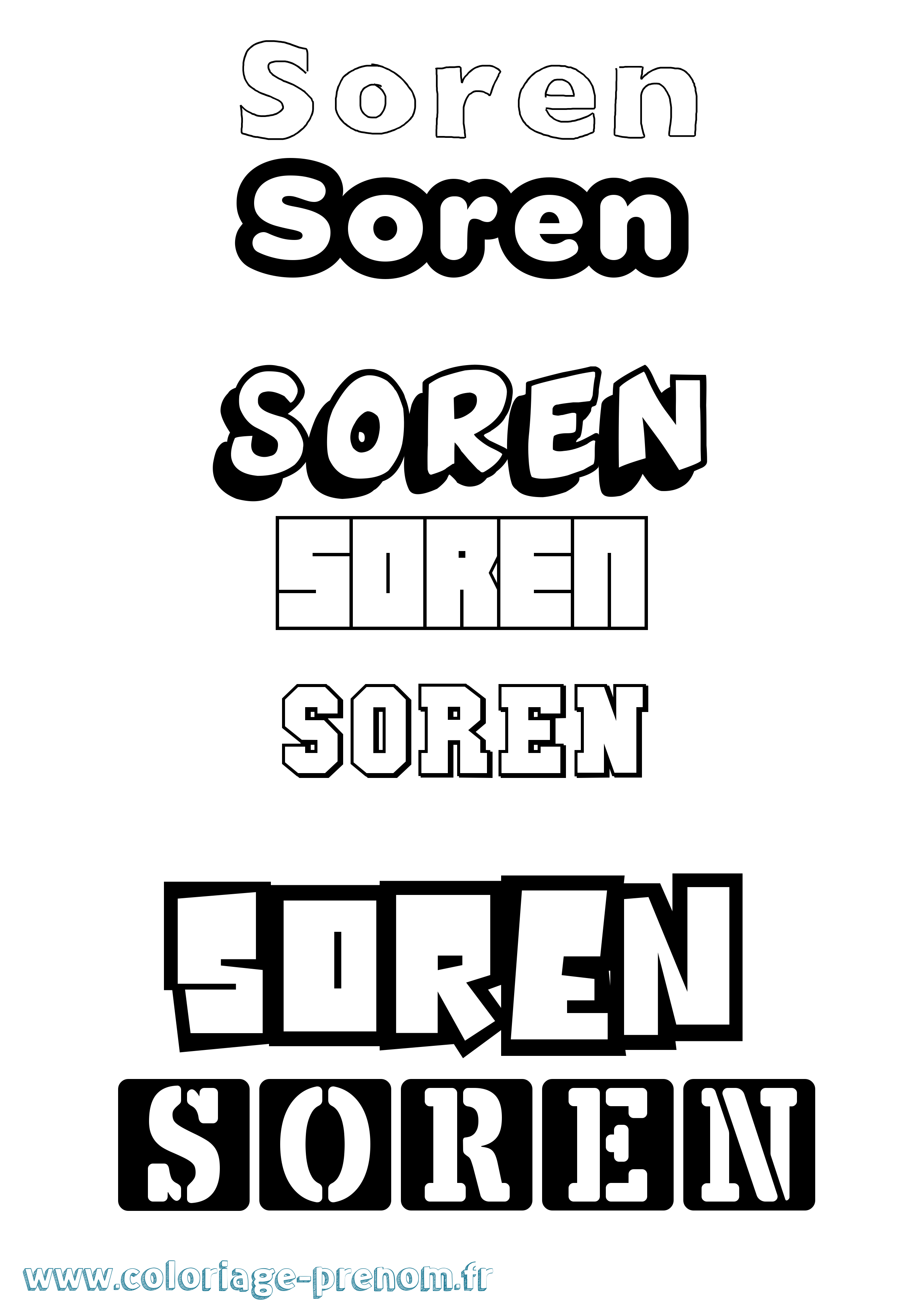 Coloriage prénom Soren Simple