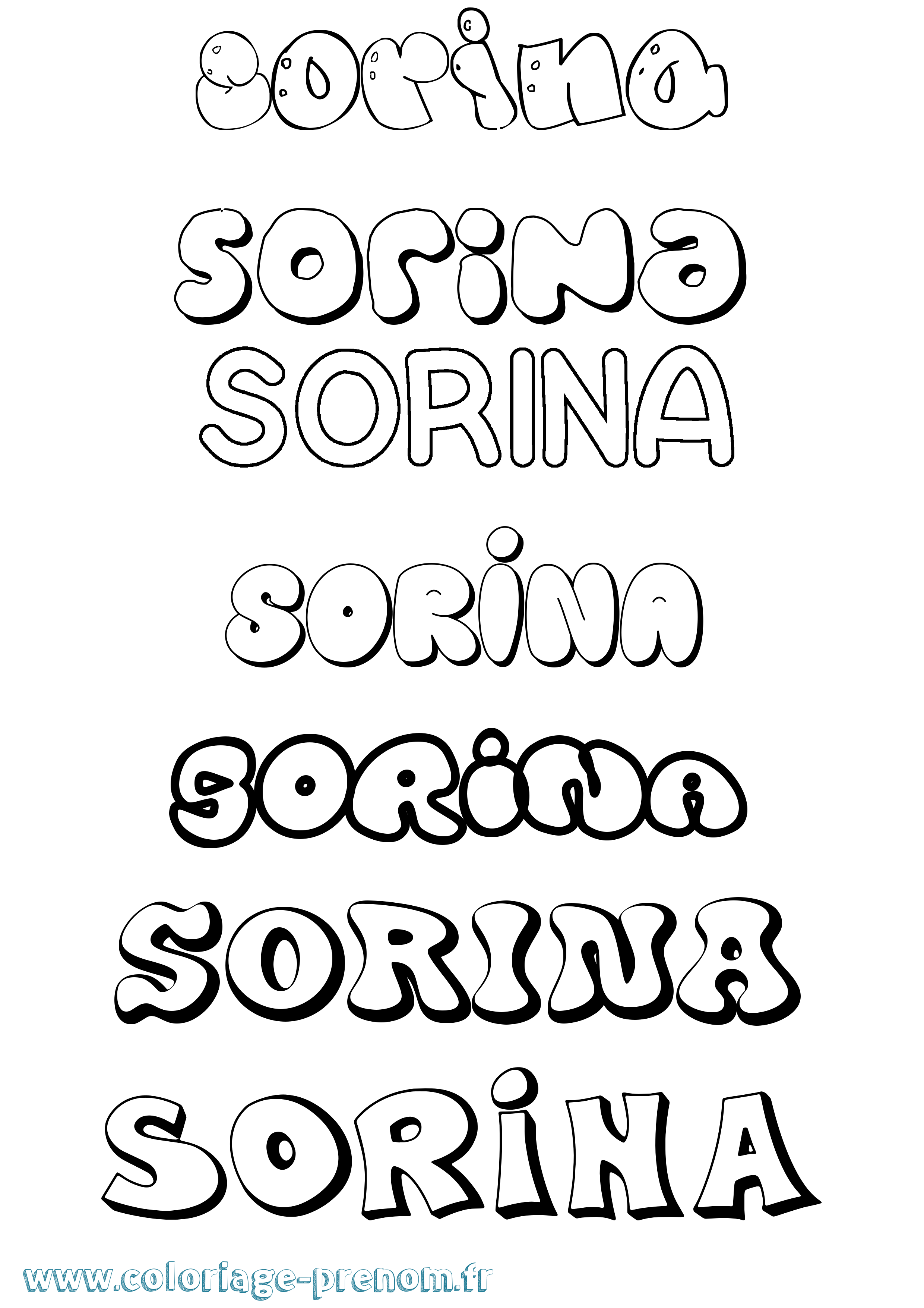 Coloriage prénom Sorina Bubble