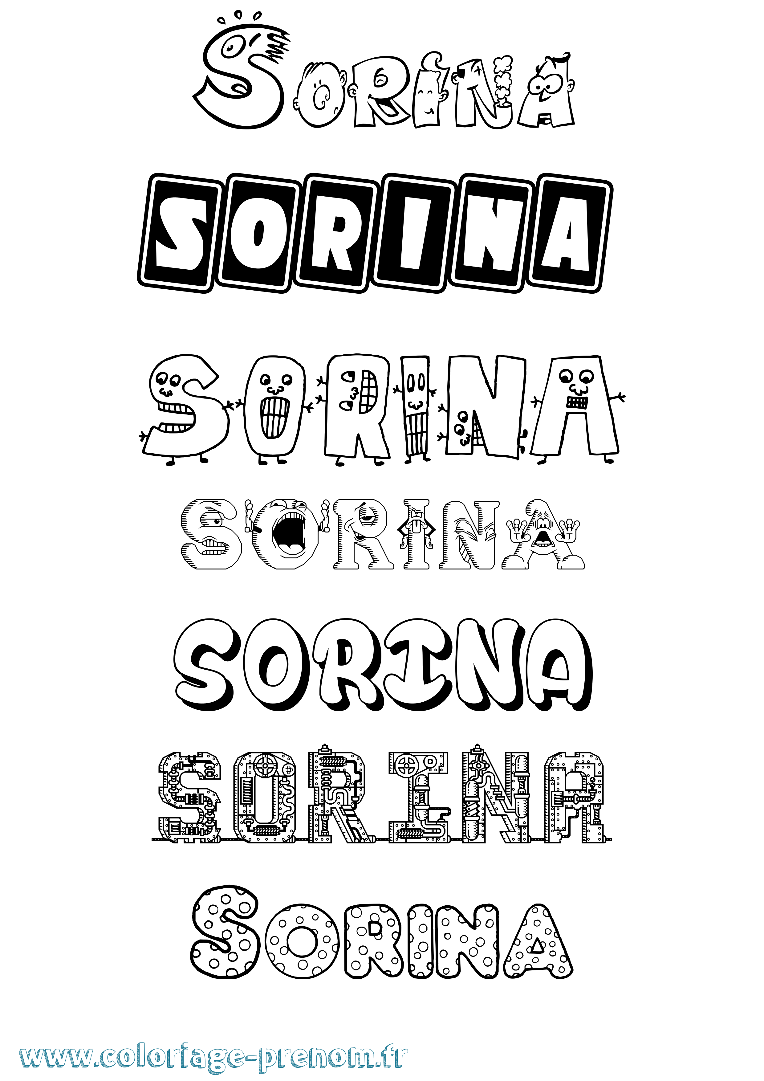 Coloriage prénom Sorina Fun