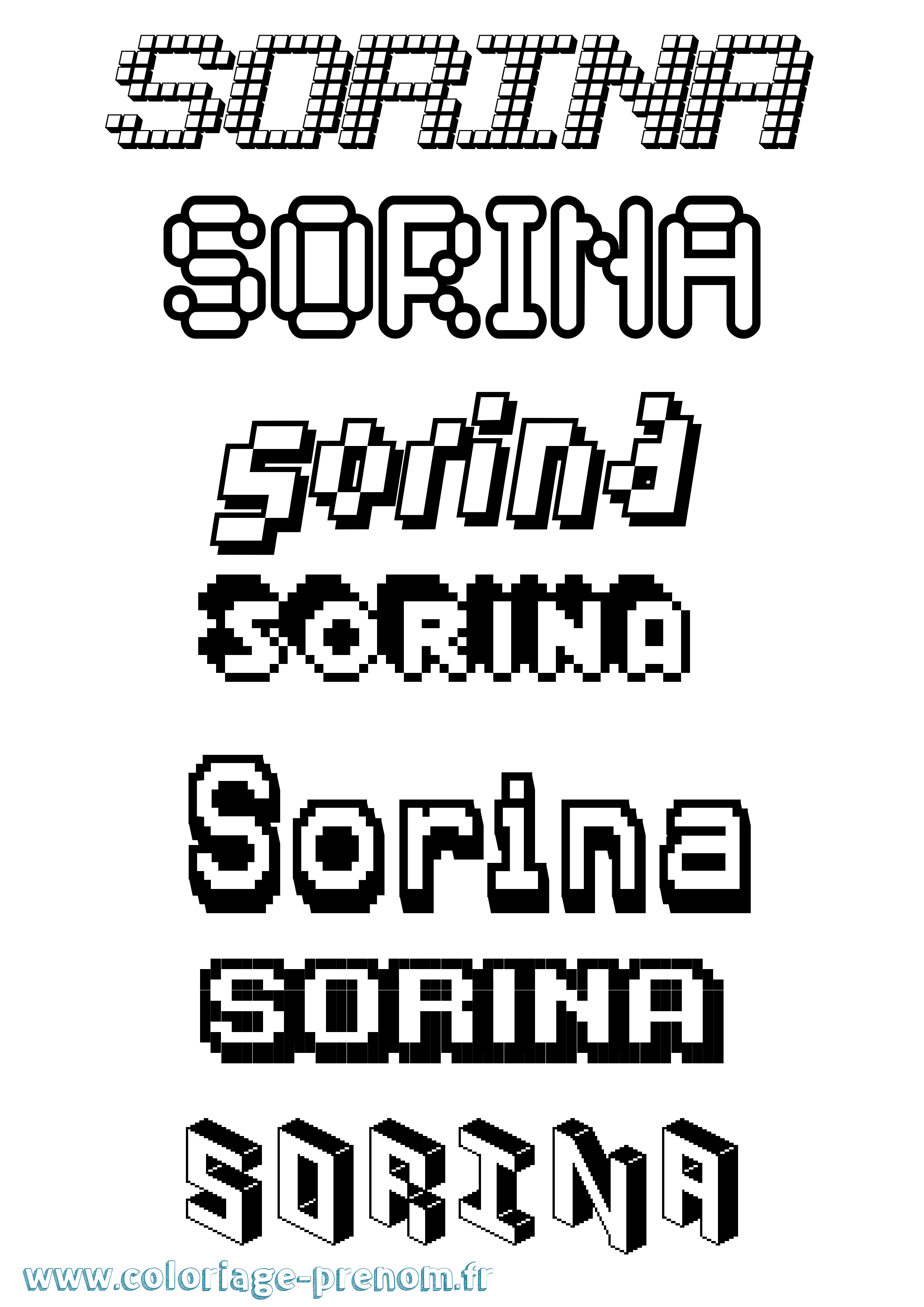 Coloriage prénom Sorina Pixel