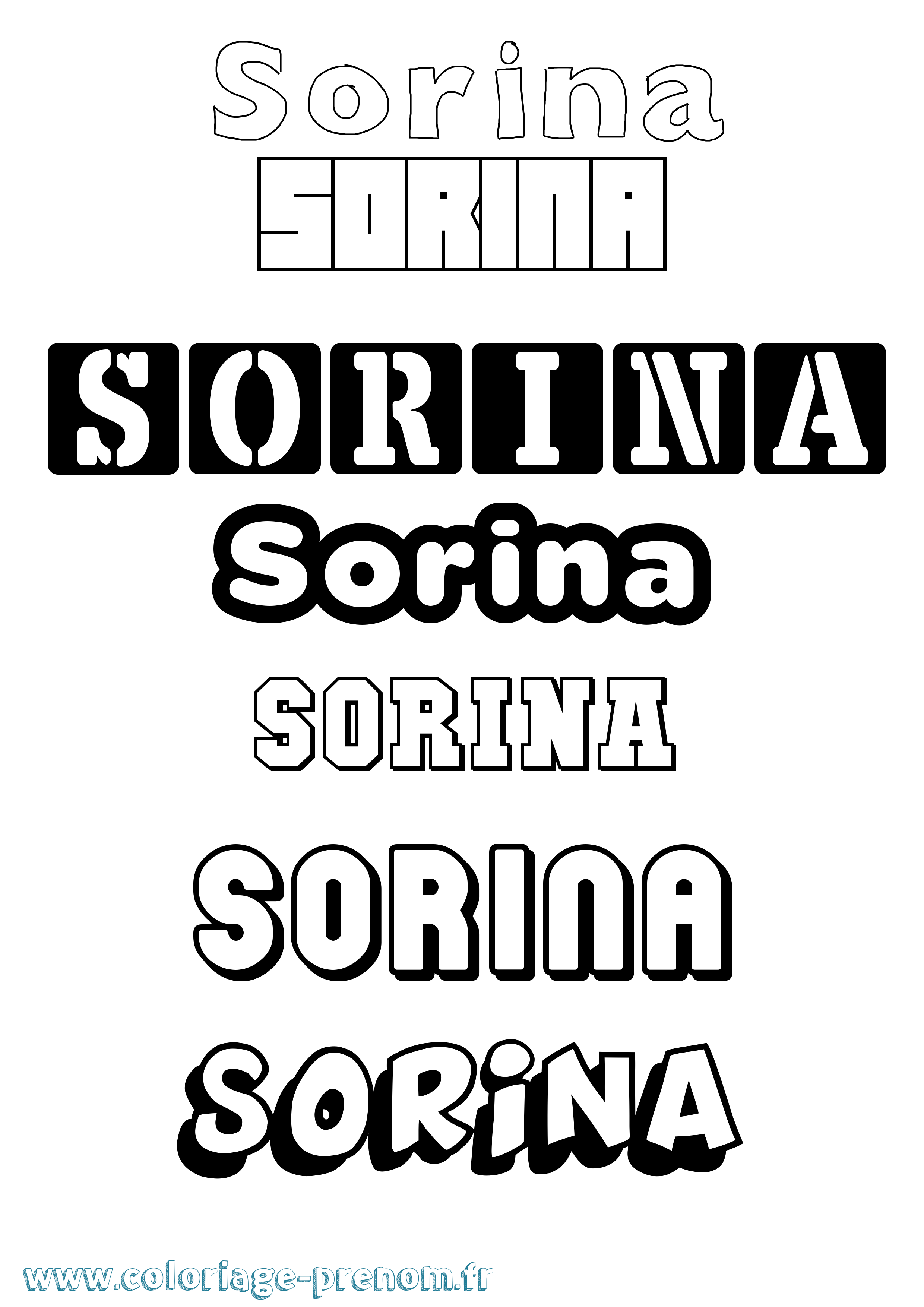 Coloriage prénom Sorina Simple