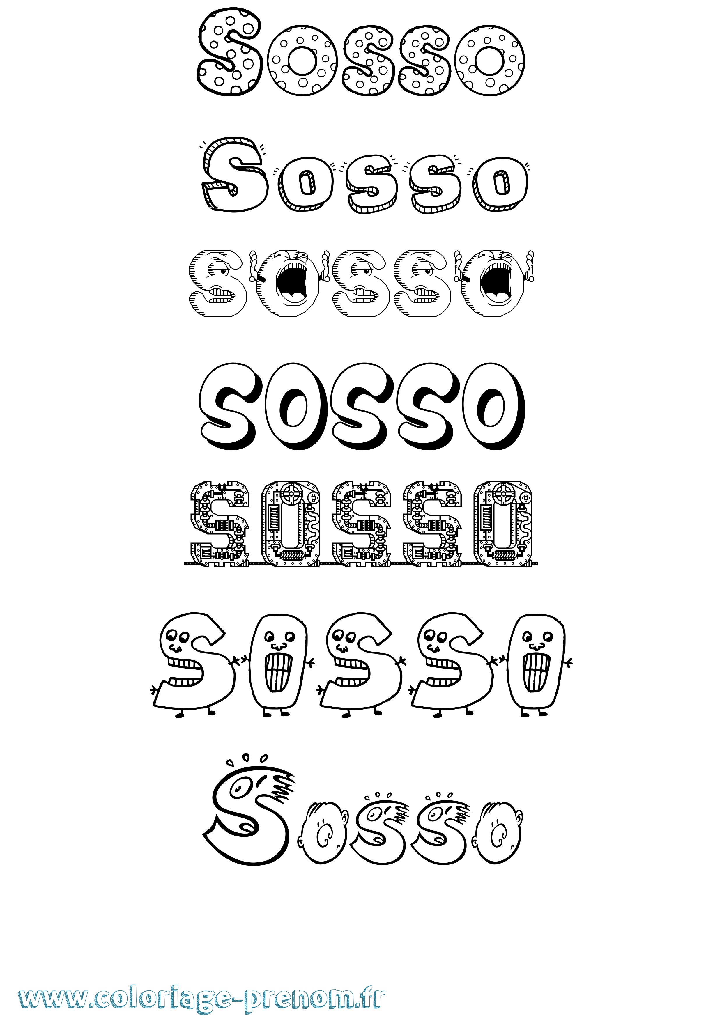 Coloriage prénom Sosso Fun