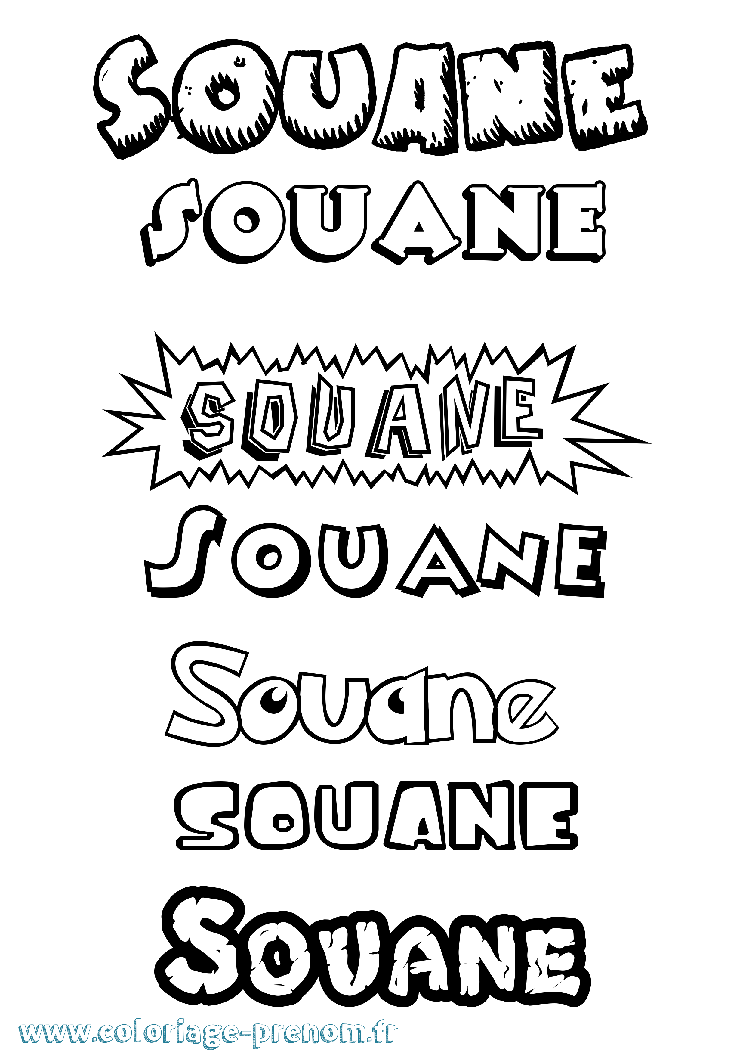 Coloriage prénom Souane Dessin Animé