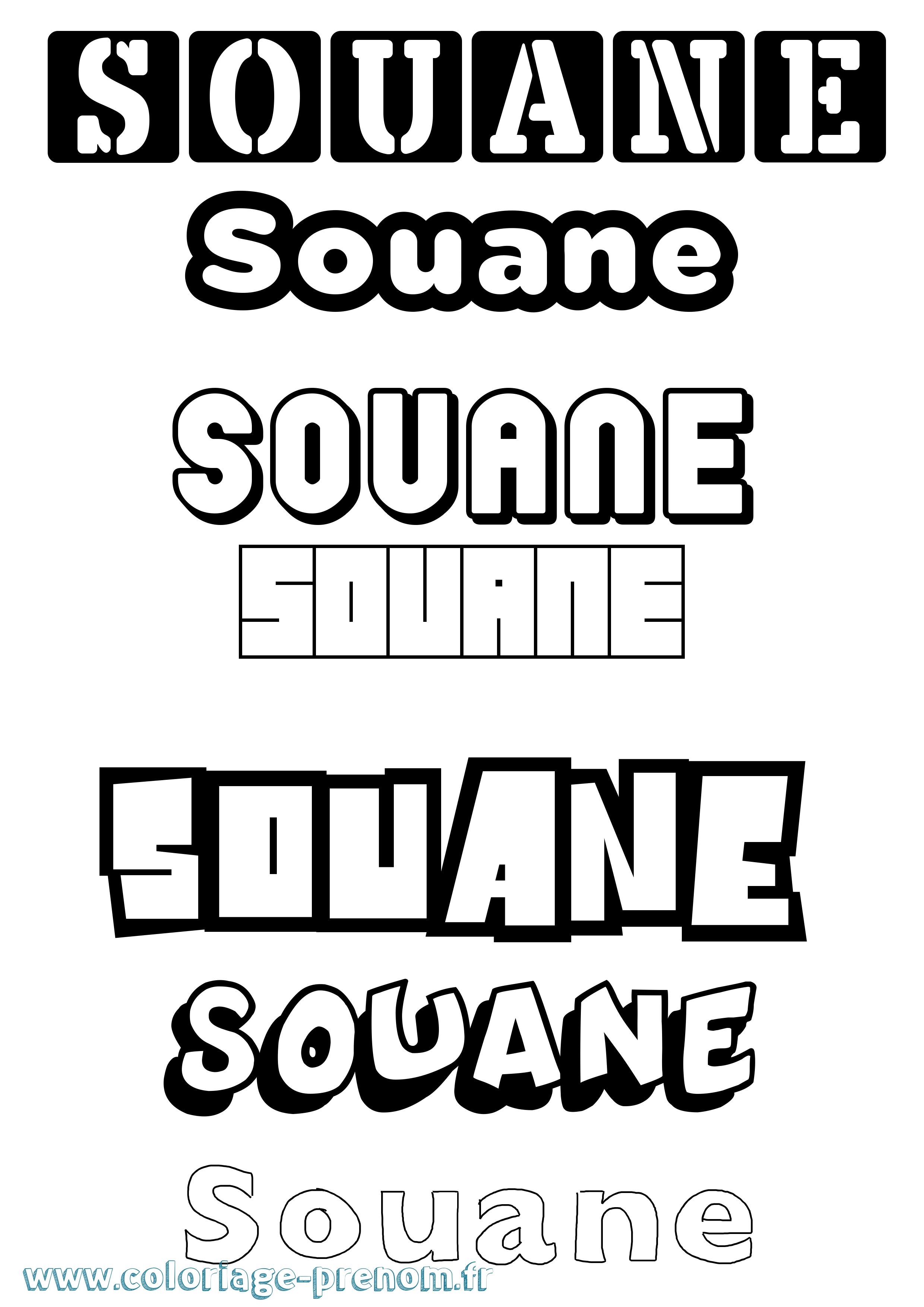 Coloriage prénom Souane Simple