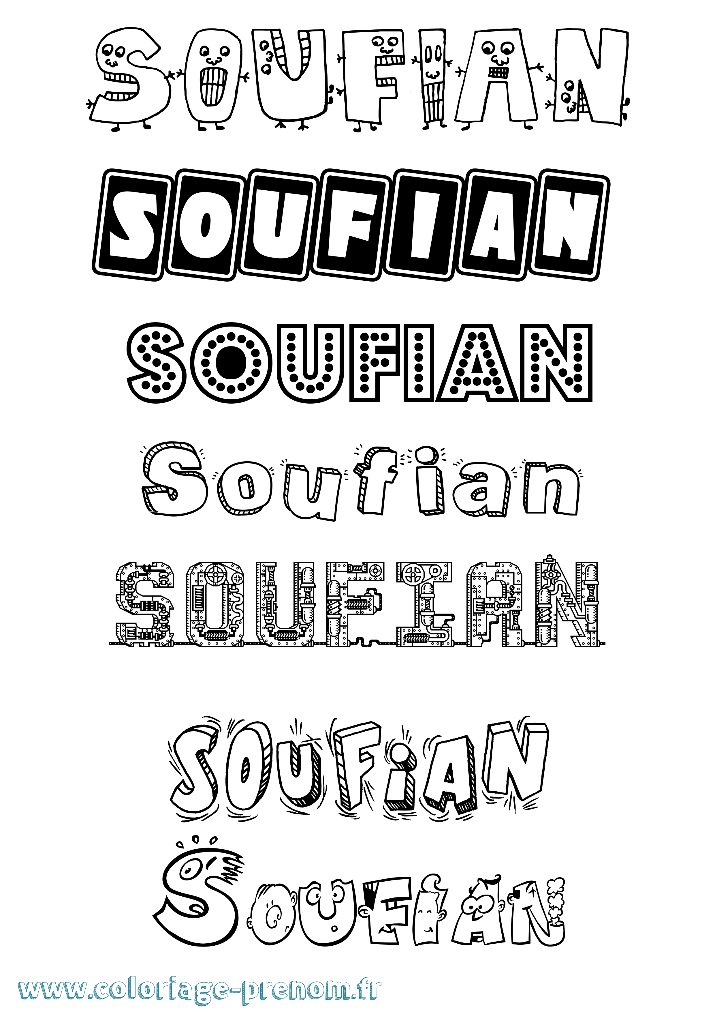 Coloriage prénom Soufian Fun
