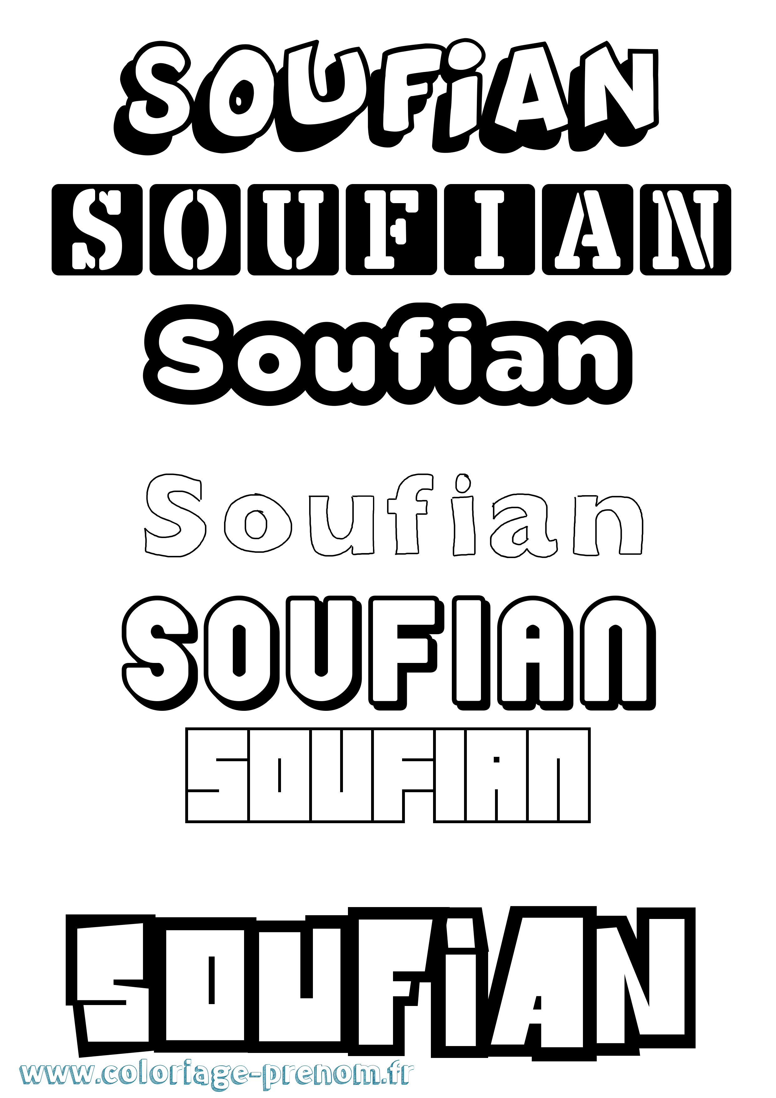 Coloriage prénom Soufian Simple