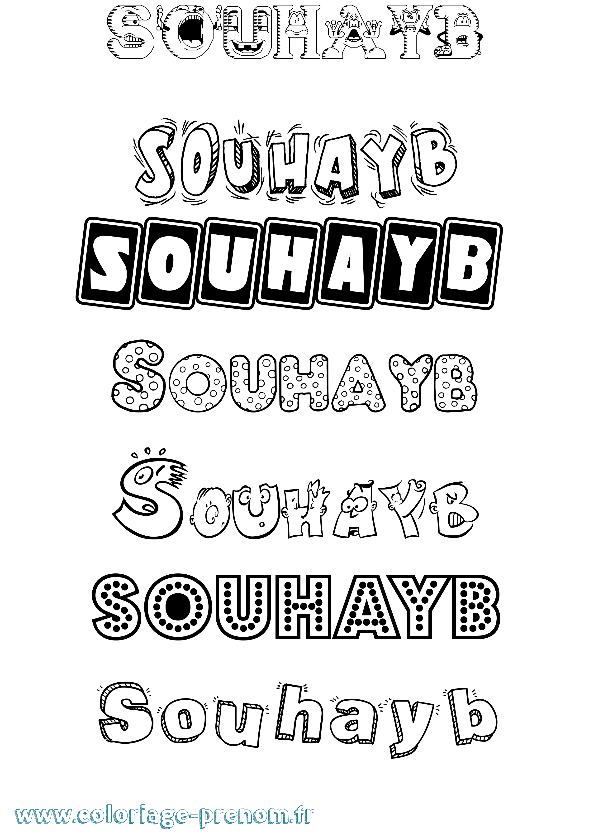 Coloriage Souhayb Fun Coloriage prénom Souhayb Fun