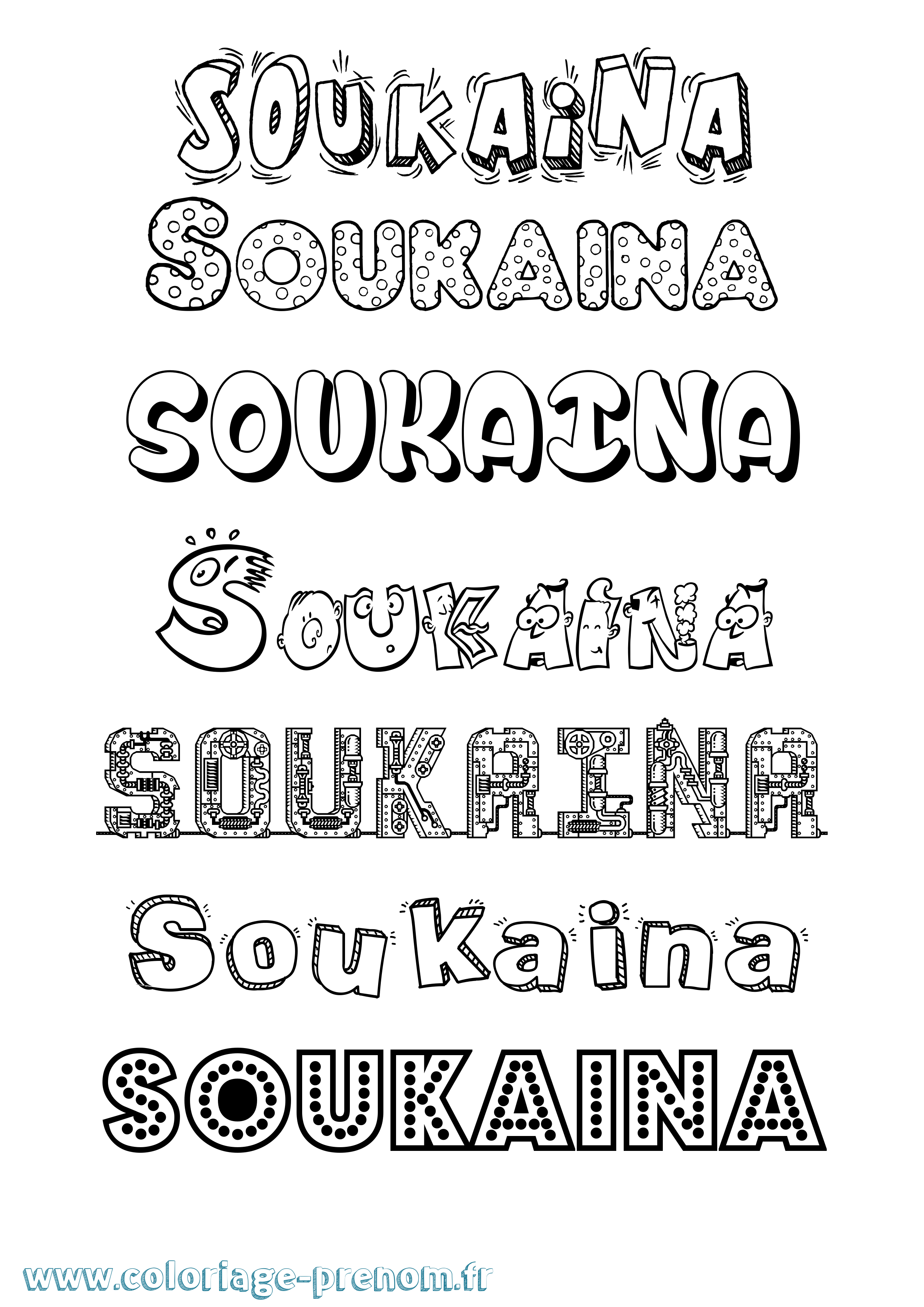 Coloriage prénom Soukaina Fun