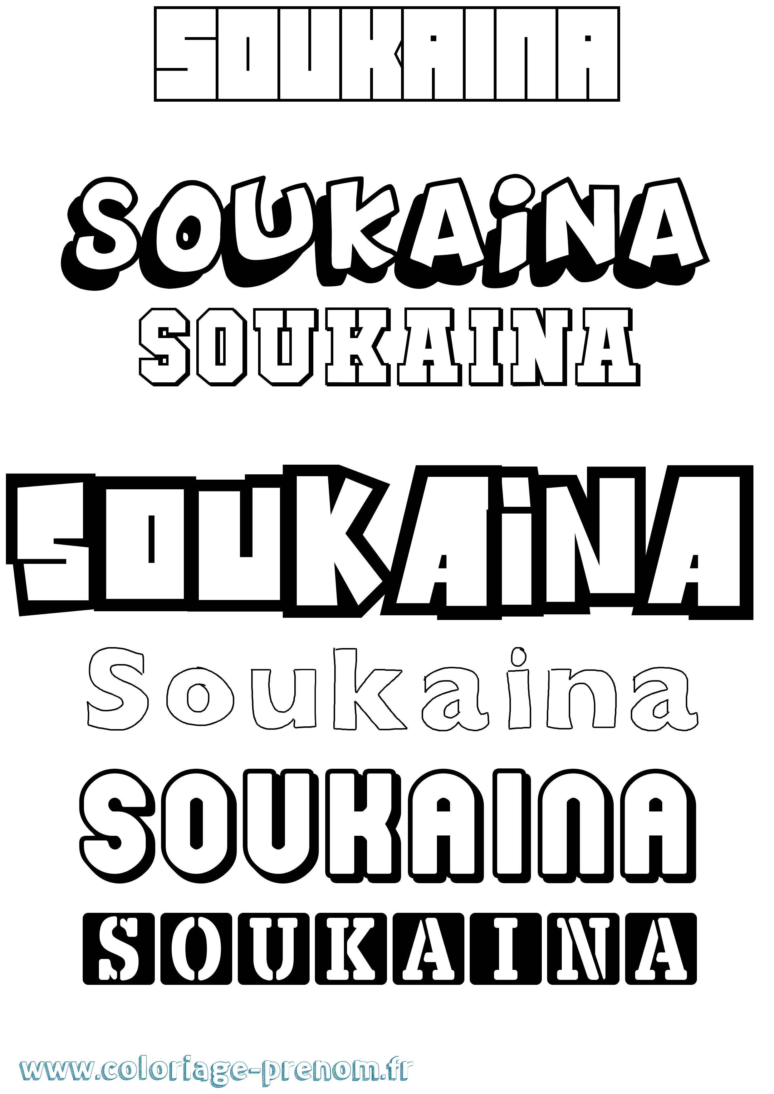 Coloriage prénom Soukaina Simple