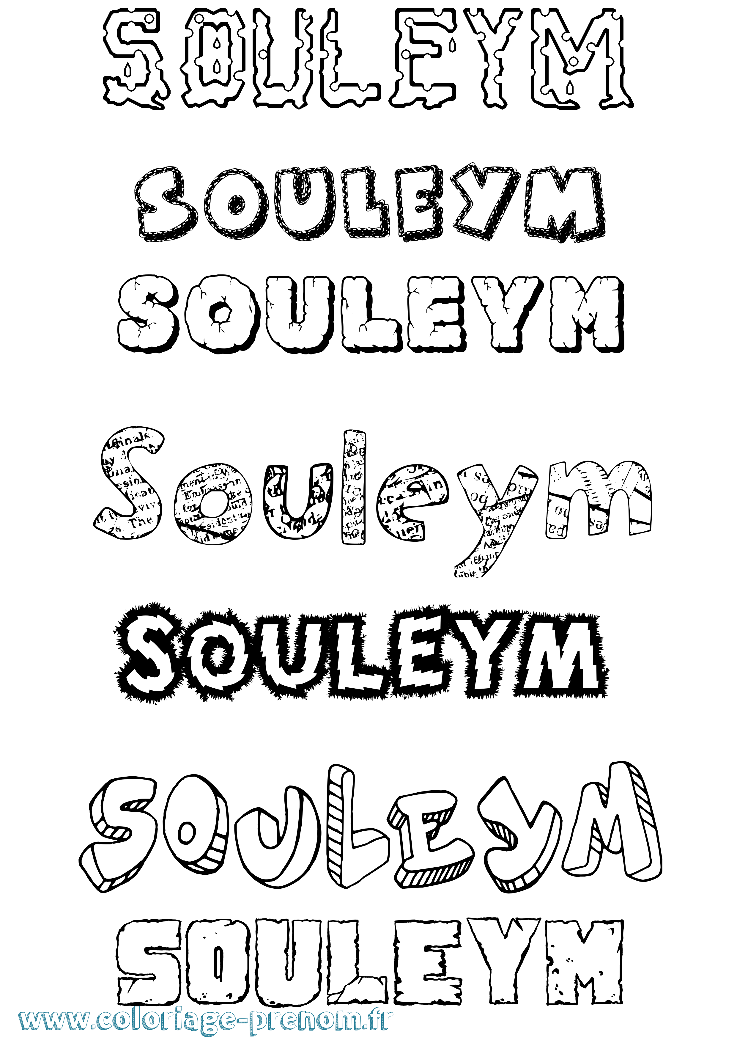 Coloriage prénom Souleym Destructuré