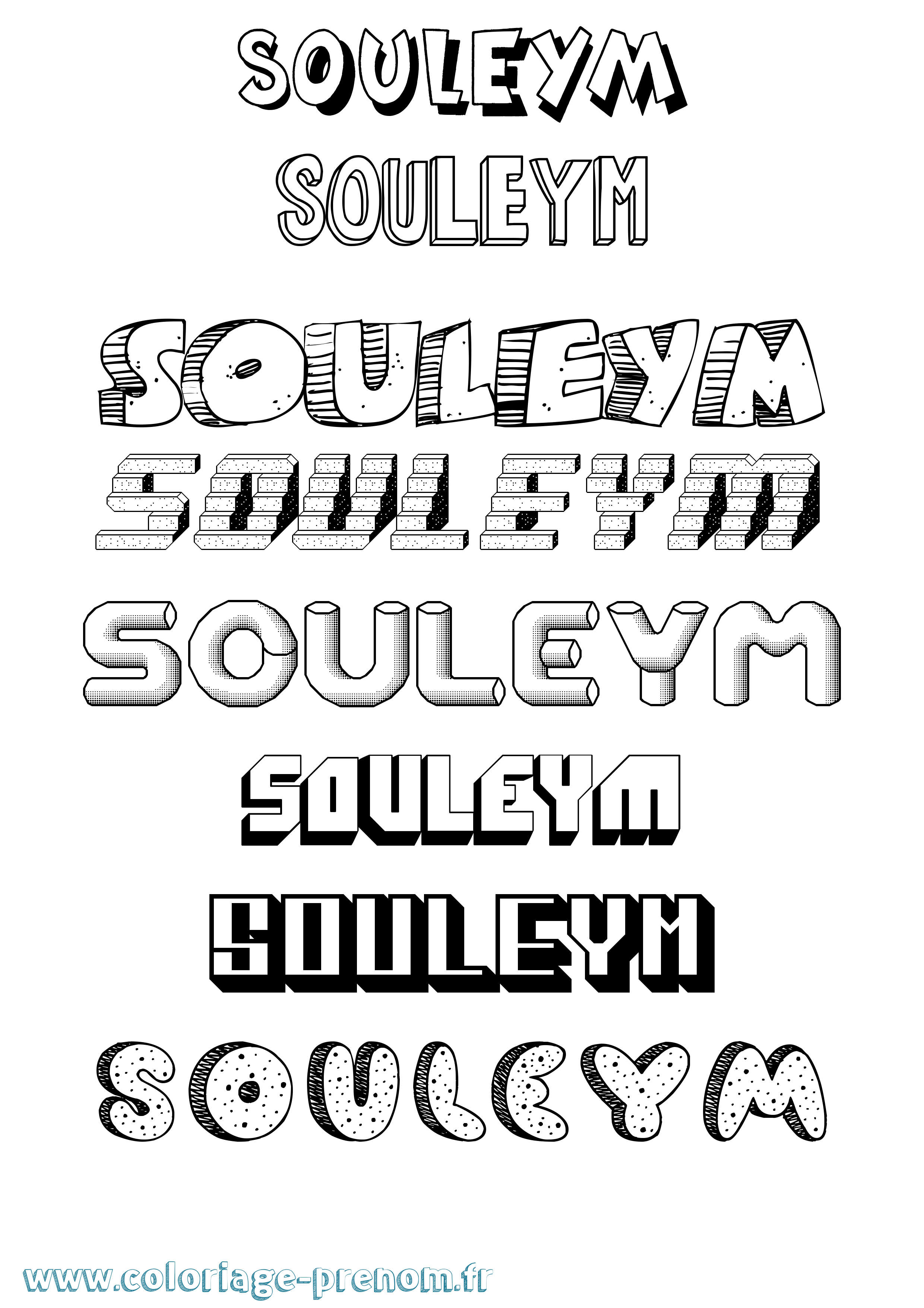 Coloriage prénom Souleym Effet 3D