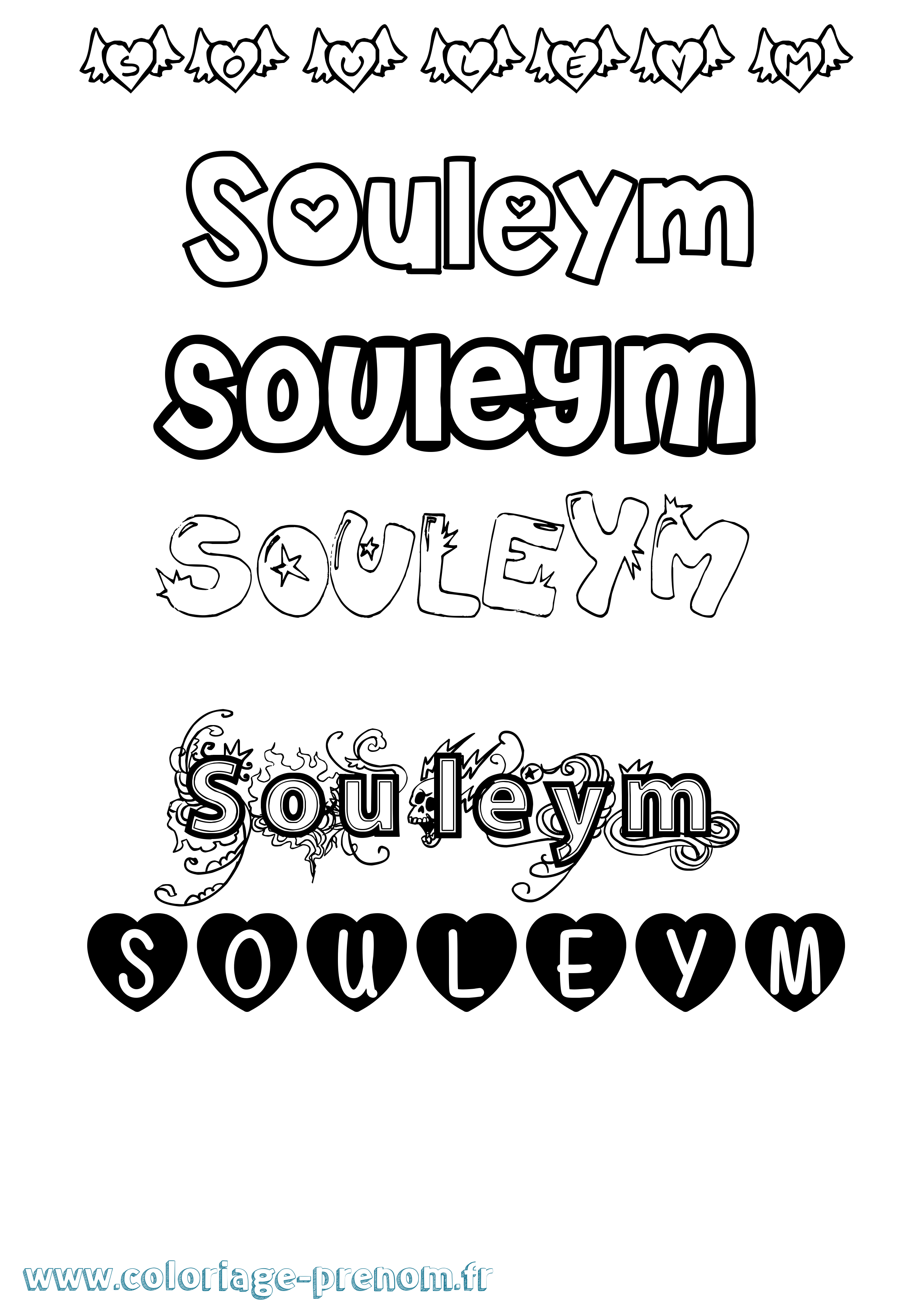 Coloriage prénom Souleym Girly