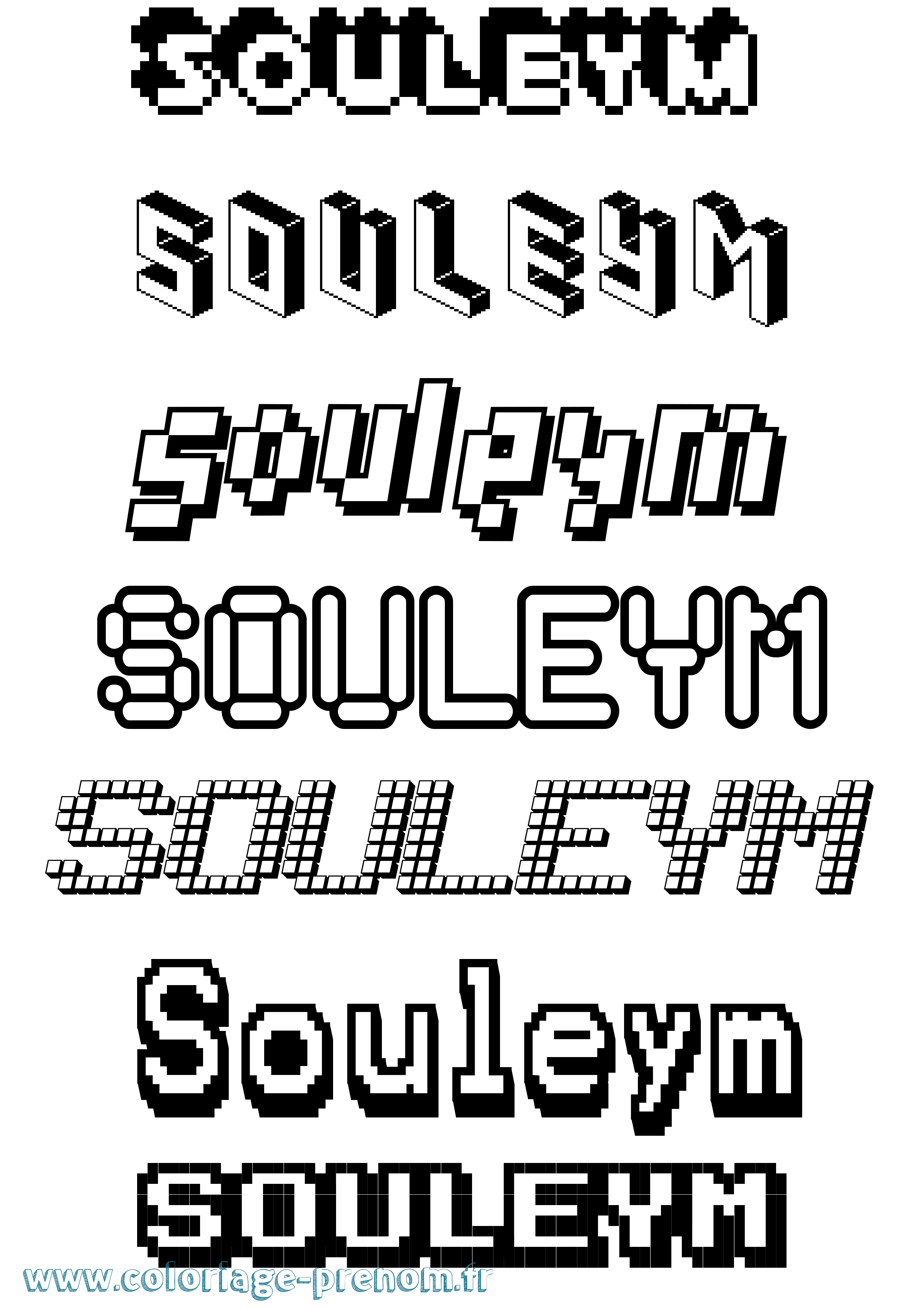 Coloriage prénom Souleym Pixel