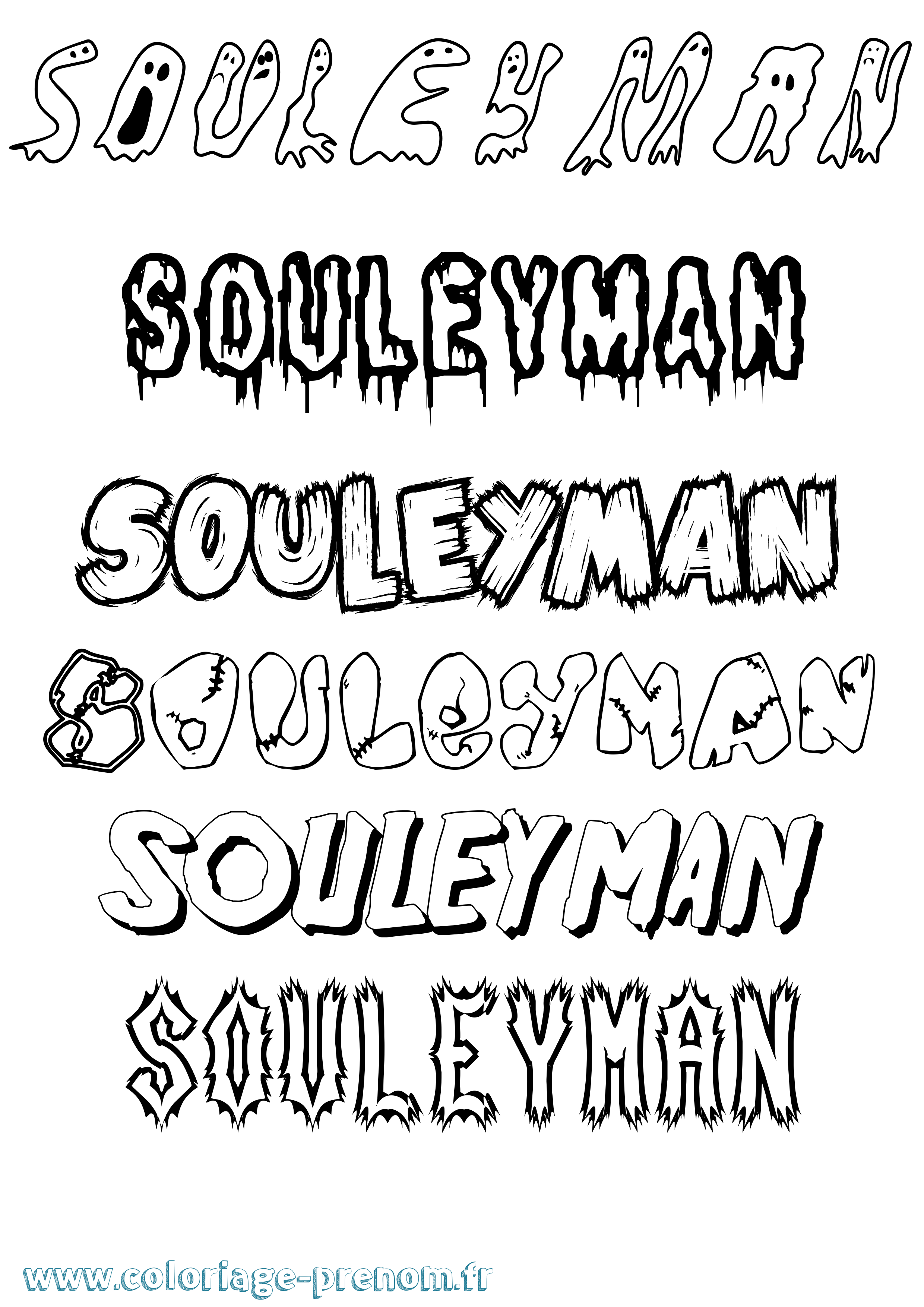 Coloriage prénom Souleyman Frisson