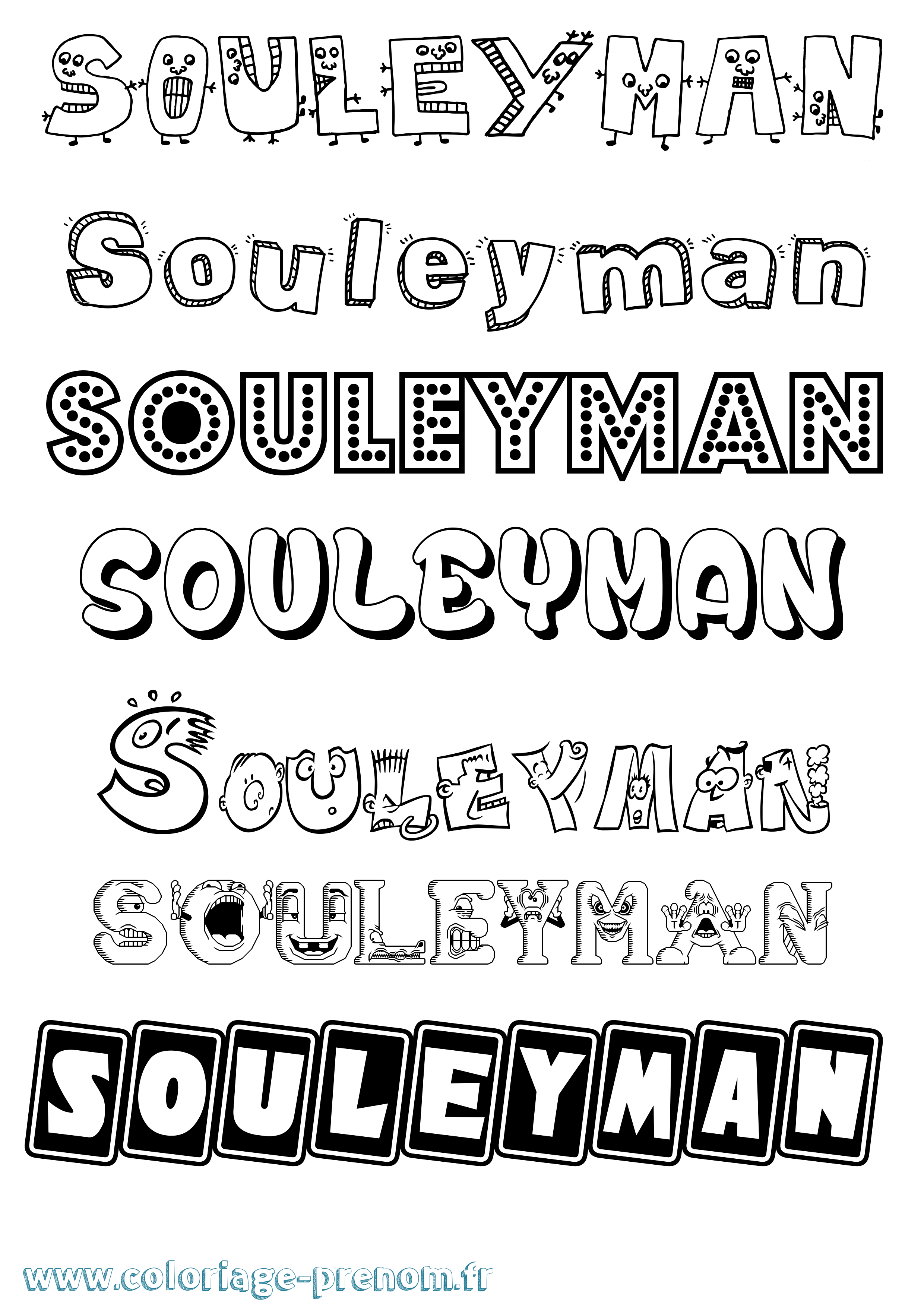 Coloriage prénom Souleyman Fun
