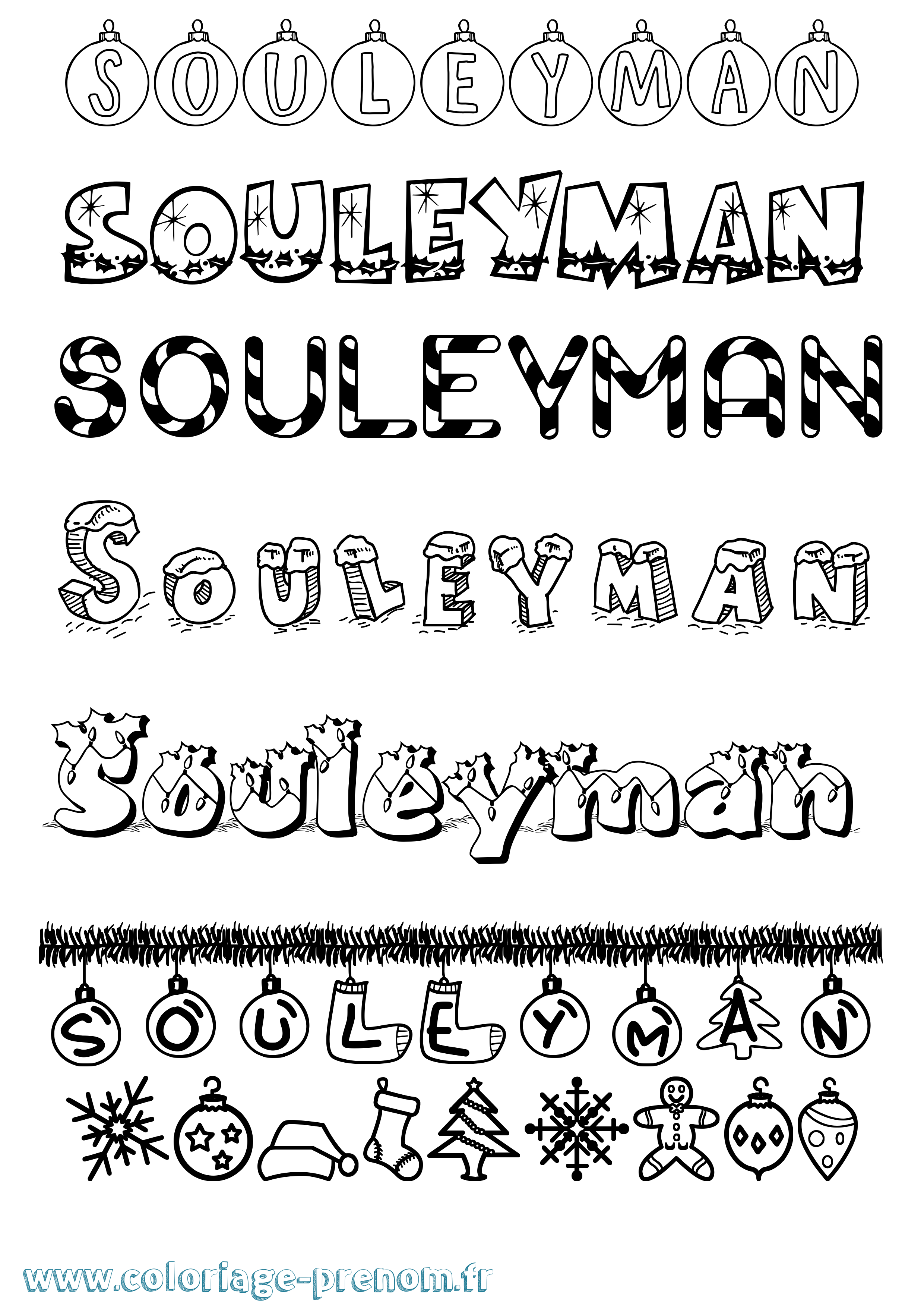Coloriage prénom Souleyman Noël