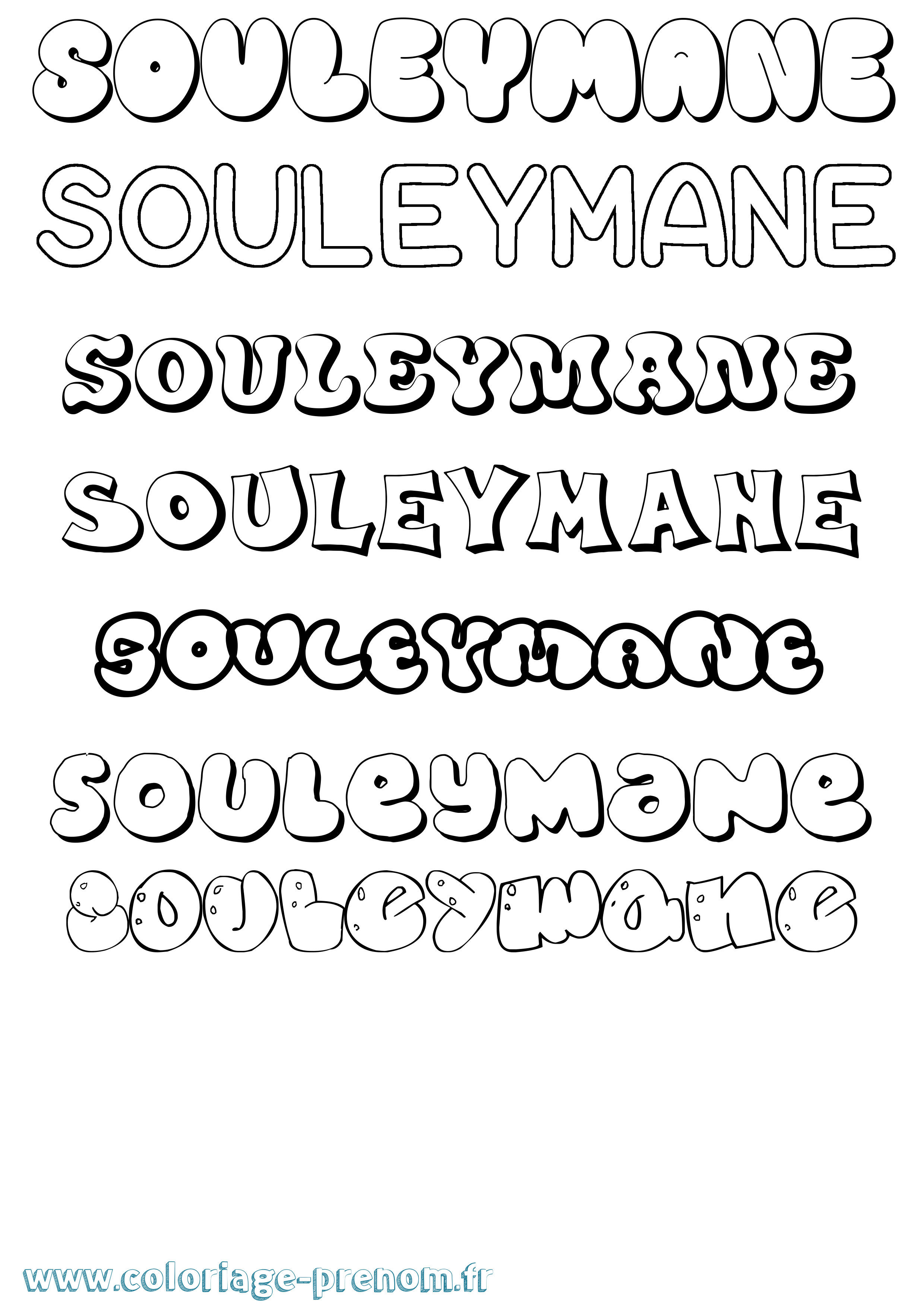 Coloriage prénom Souleymane Bubble
