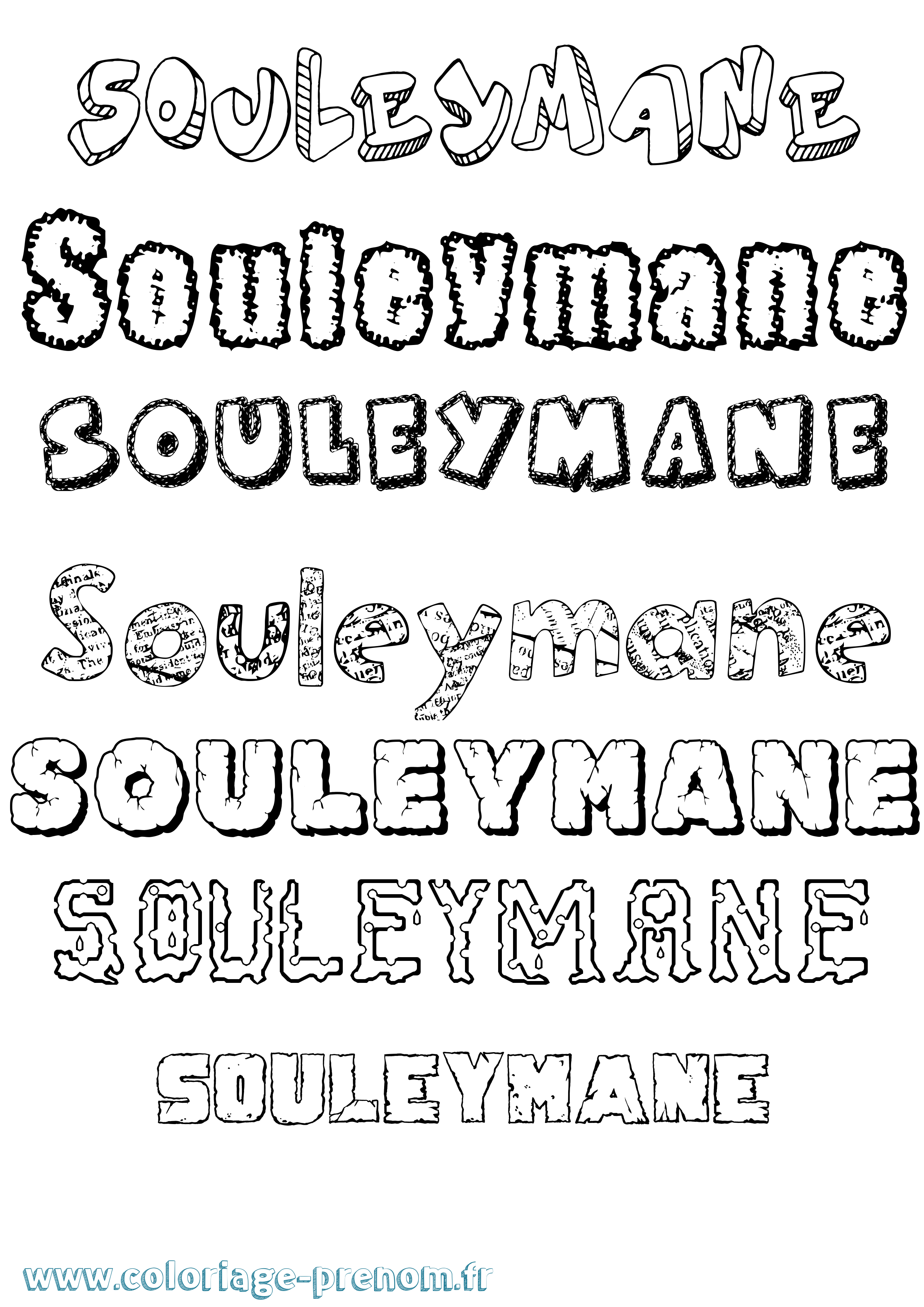 Coloriage prénom Souleymane Destructuré