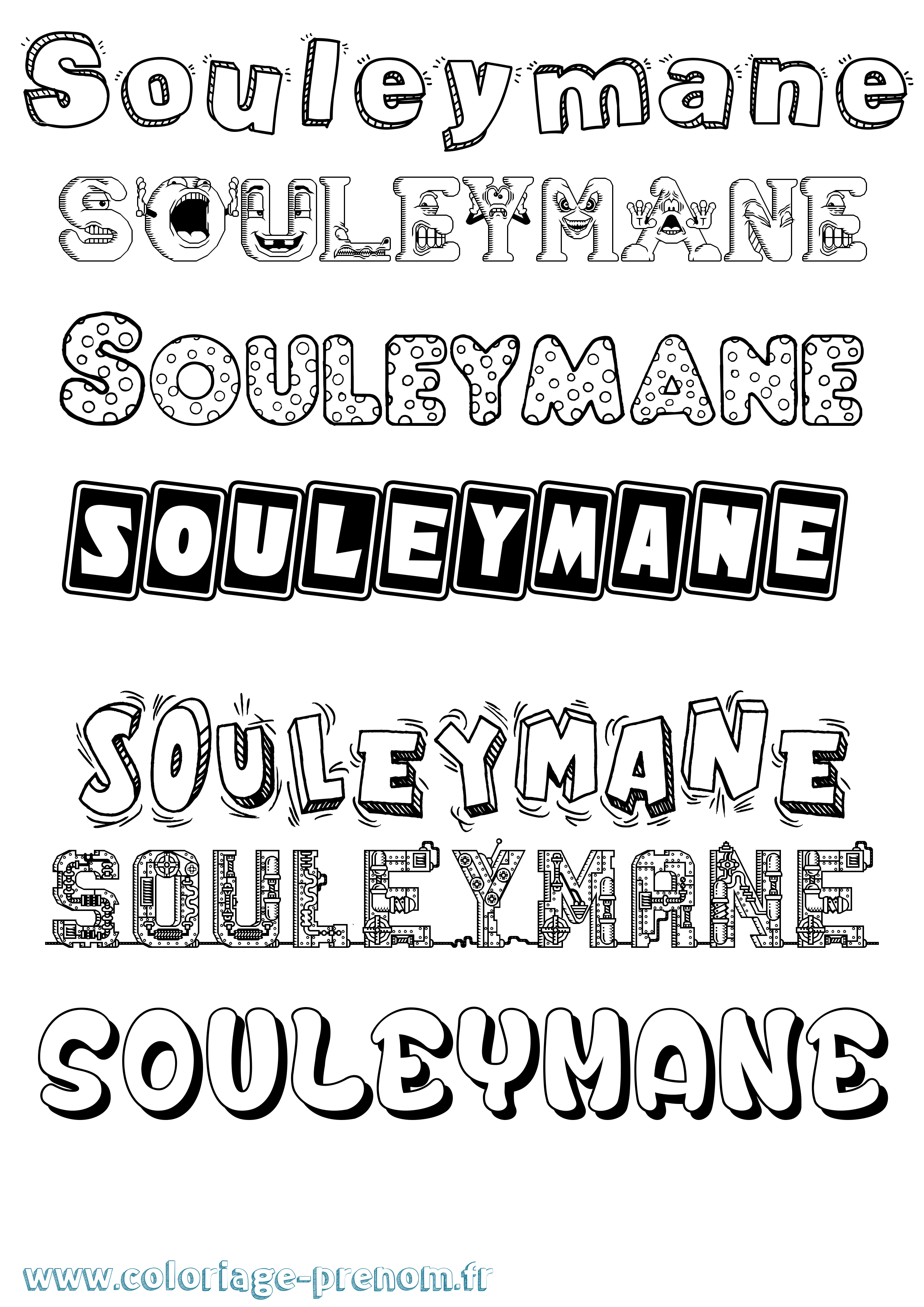 Coloriage prénom Souleymane Fun