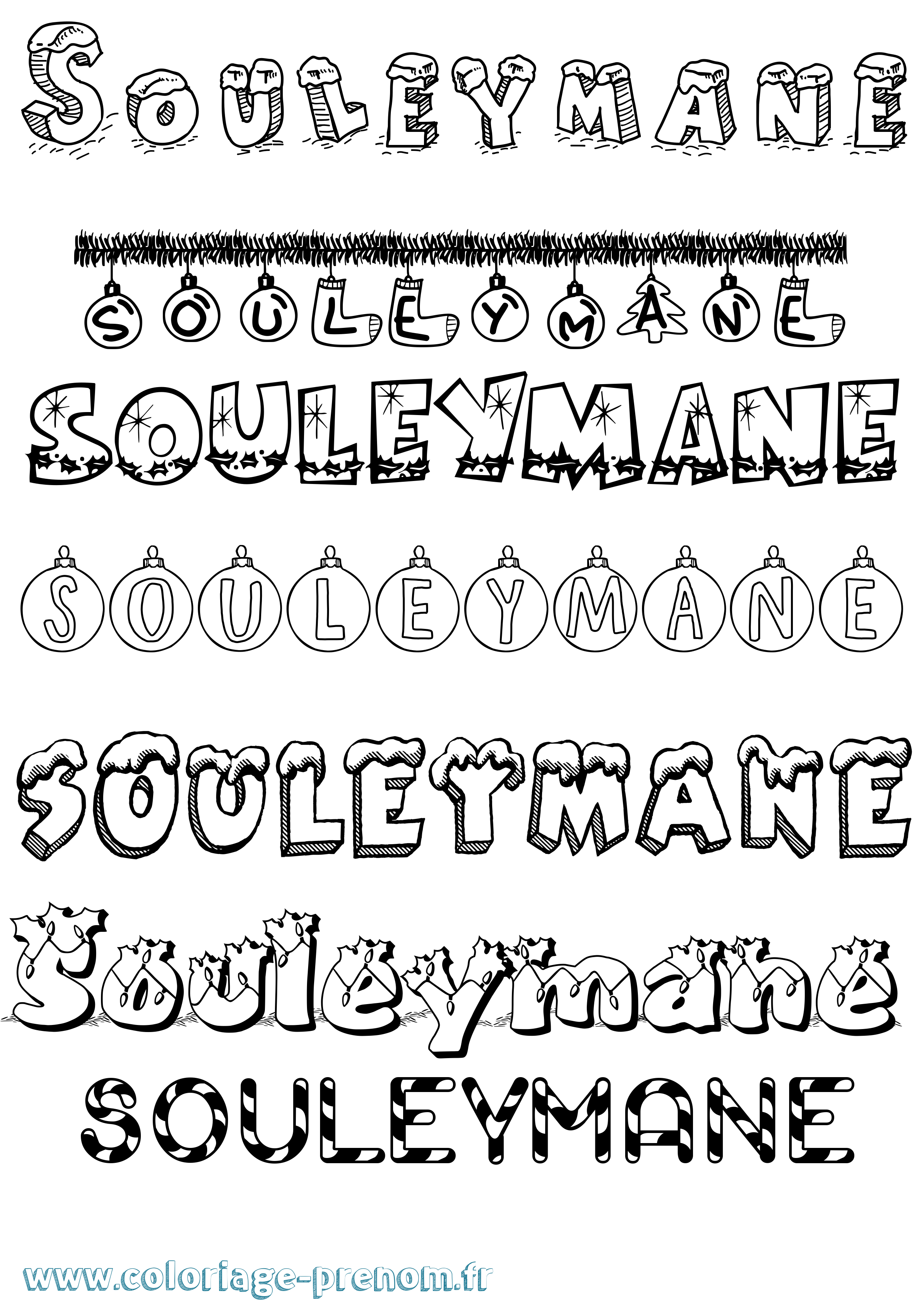 Coloriage prénom Souleymane Noël