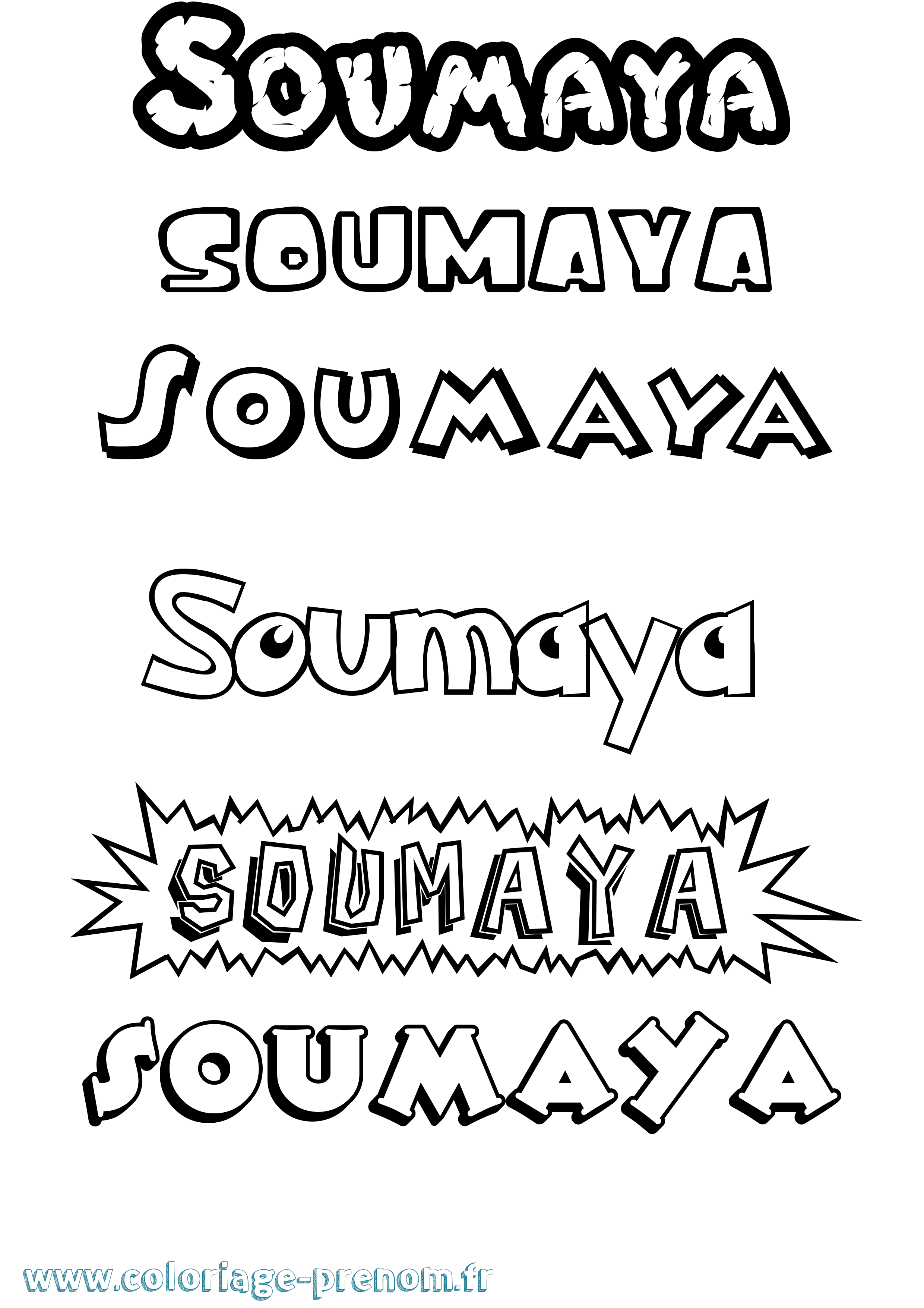 Coloriage Soumaya Dessin Animé Coloriage prénom Soumaya Dessin Animé
